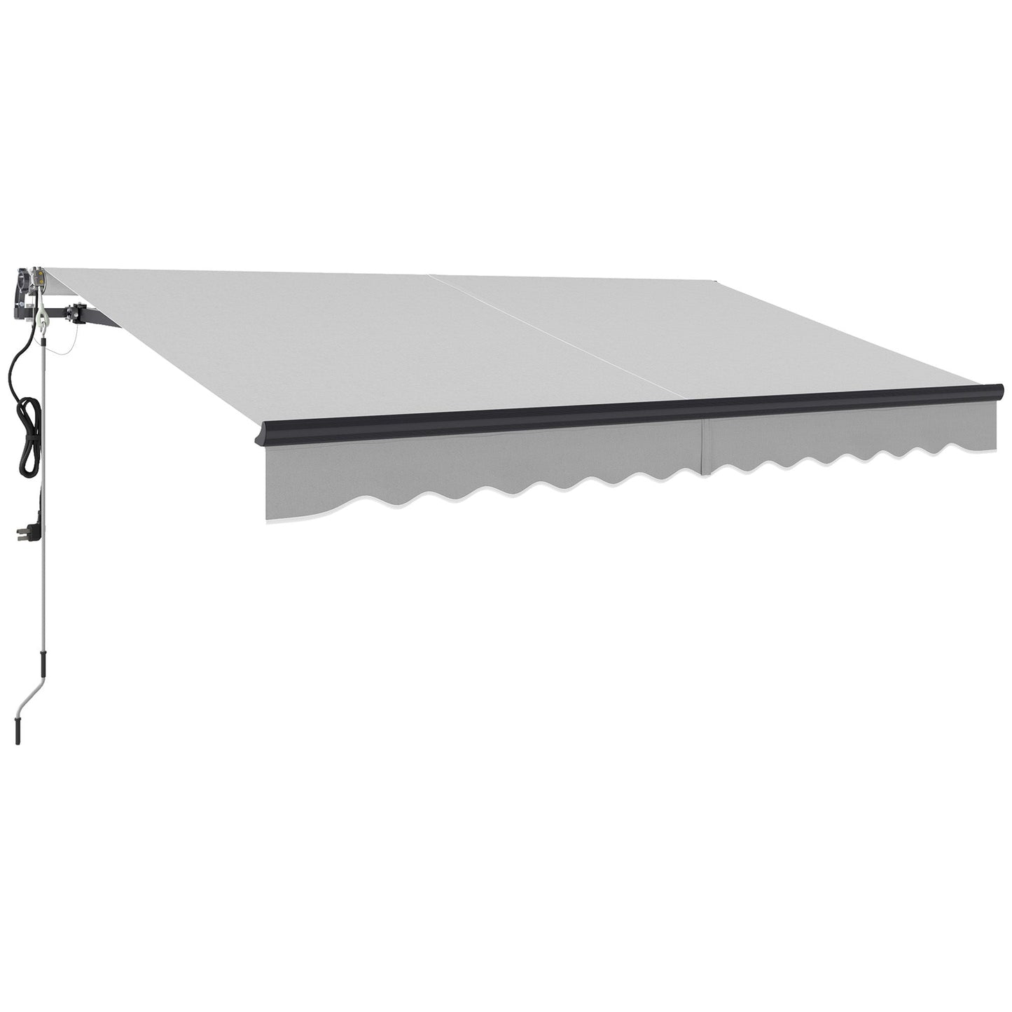 3.5 x 3(m) Electric Awning with Remote Controller, Aluminium Frame DIY Retractable Awning, UV30+ Sun Shade Canopy for Garden Patio Deck Door Window, Light Grey