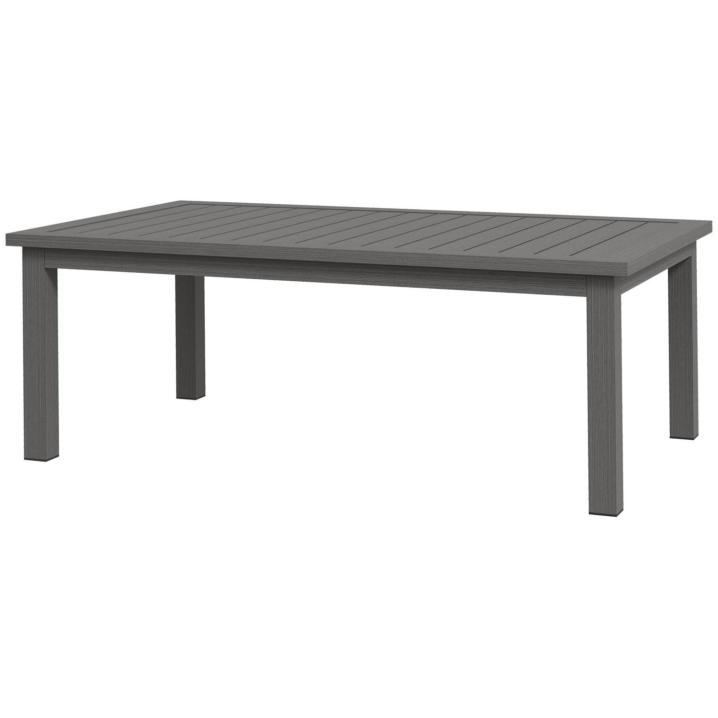 Aluminium Outdoor Coffee Table, Rectangular Patio Side Table with Wood Grain Effect and Slat Tabletop for Indoor, Garden, Balcony, 100cm x 60cm, Brown