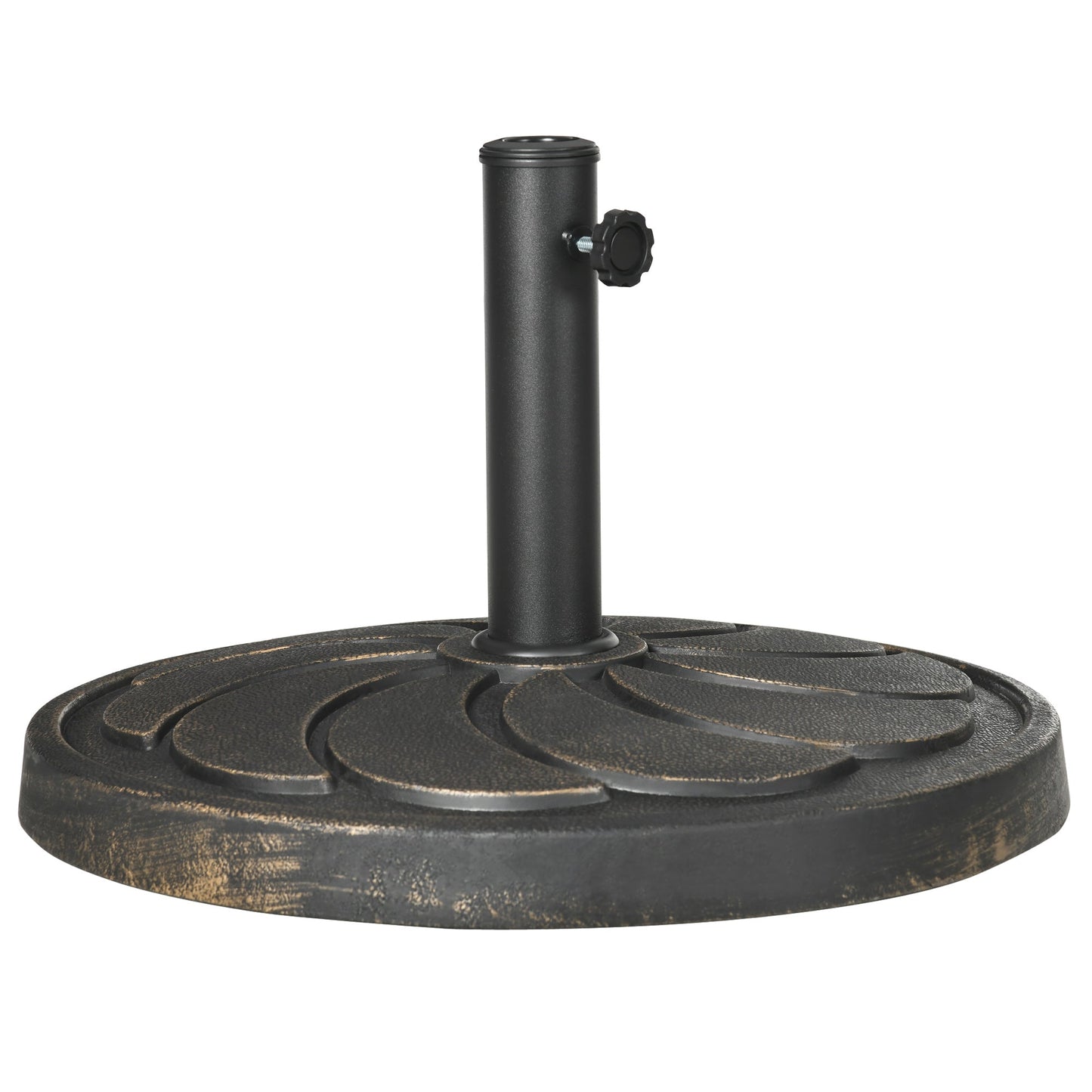 18kg Resin Garden Parasol Base, Round Outdoor Market Umbrella Stand Weight for Poles of Φ38mm to Φ48mm, Bronze