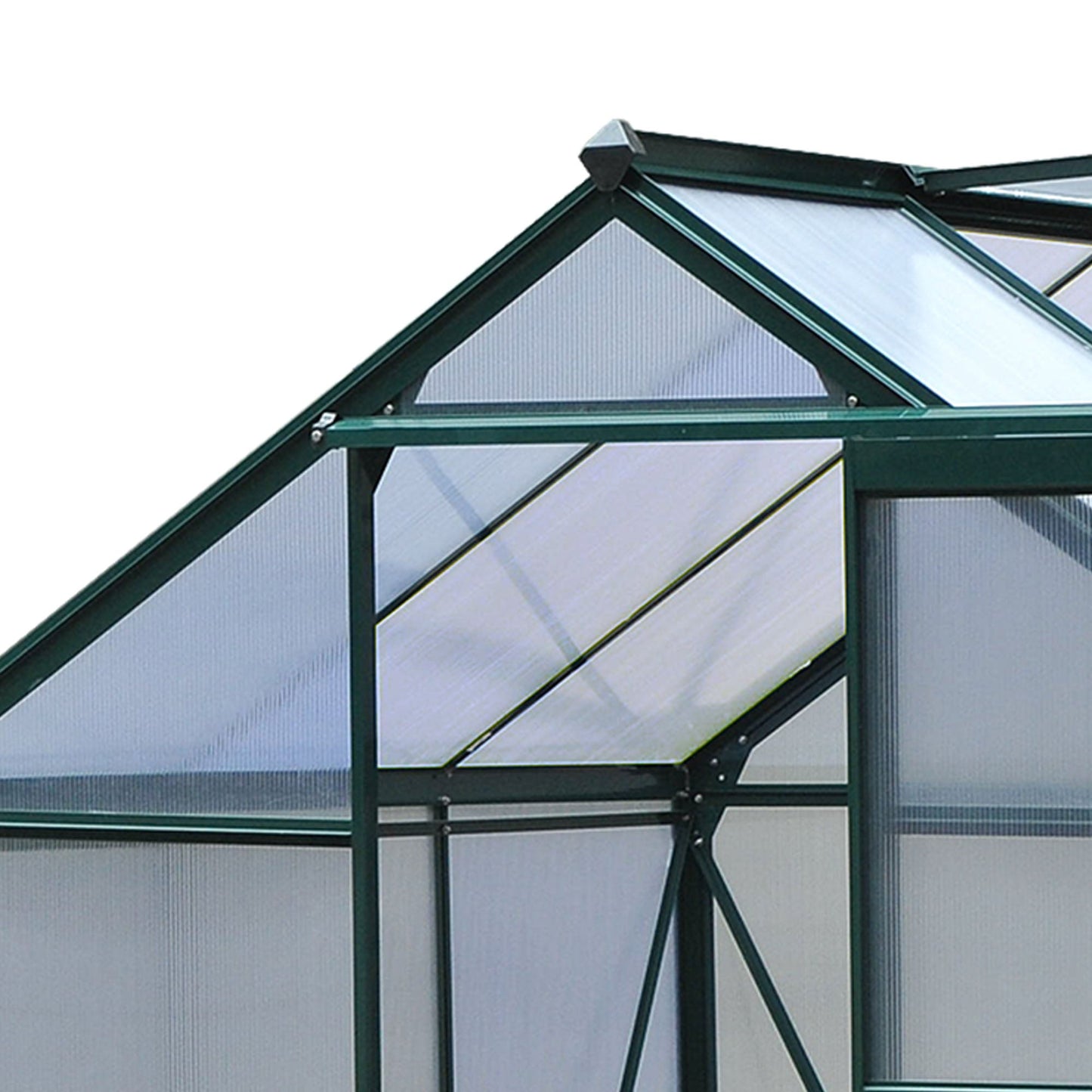 6 x 6ft Polycarbonate Greenhouse, Large Walk-In Green House with Slide Door and Window, Garden Plants Grow House with Aluminium Frame and Foundation, Dark Green