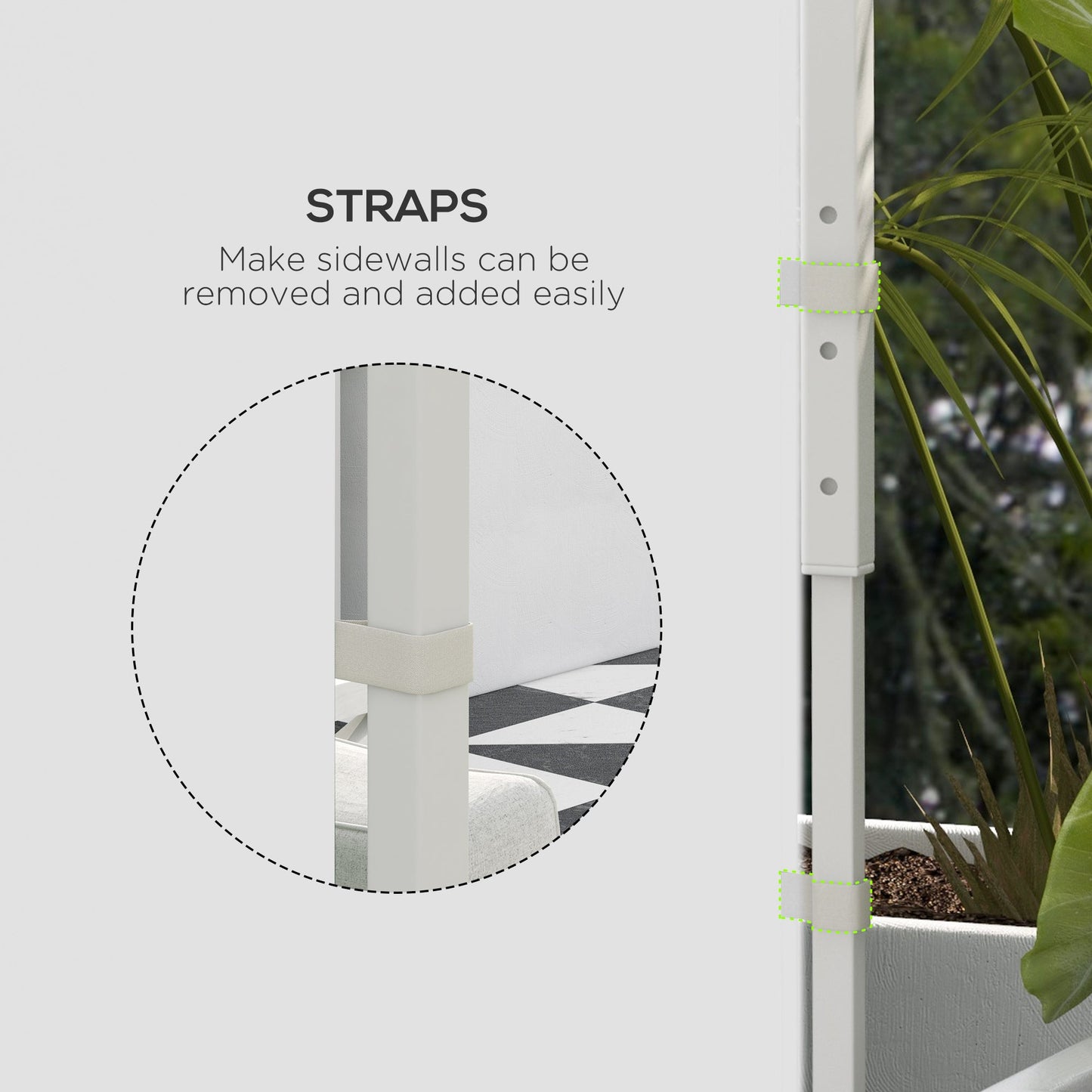 Gazebo Side Panels with Windows and Doors, for 3x3(m) or 3x6m Pop Up Gazebo, 2 Pack Sides Replacement, White