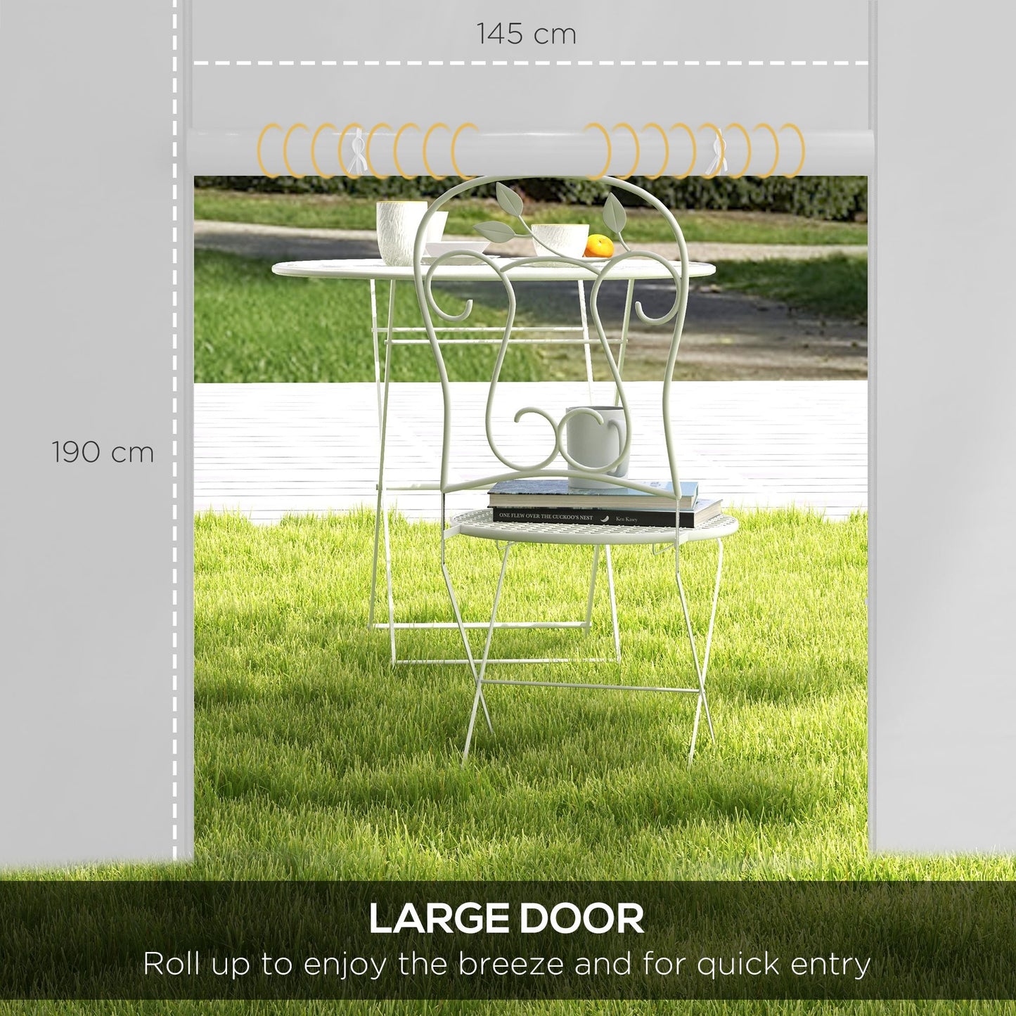 Gazebo Side Panels with Windows and Doors, for 3x3(m) or 3x6m Pop Up Gazebo, 2 Pack Sides Replacement, White