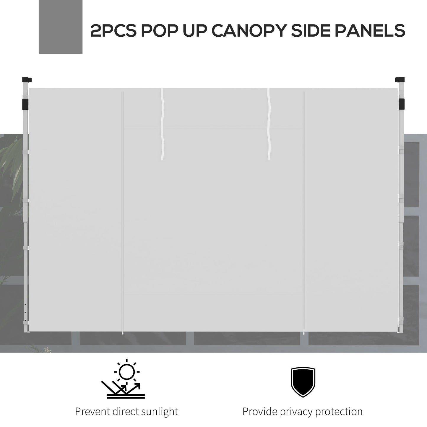 Gazebo Side Panels with Windows and Doors, for 3x3(m) or 3x6m Pop Up Gazebo, 2 Pack Sides Replacement, White