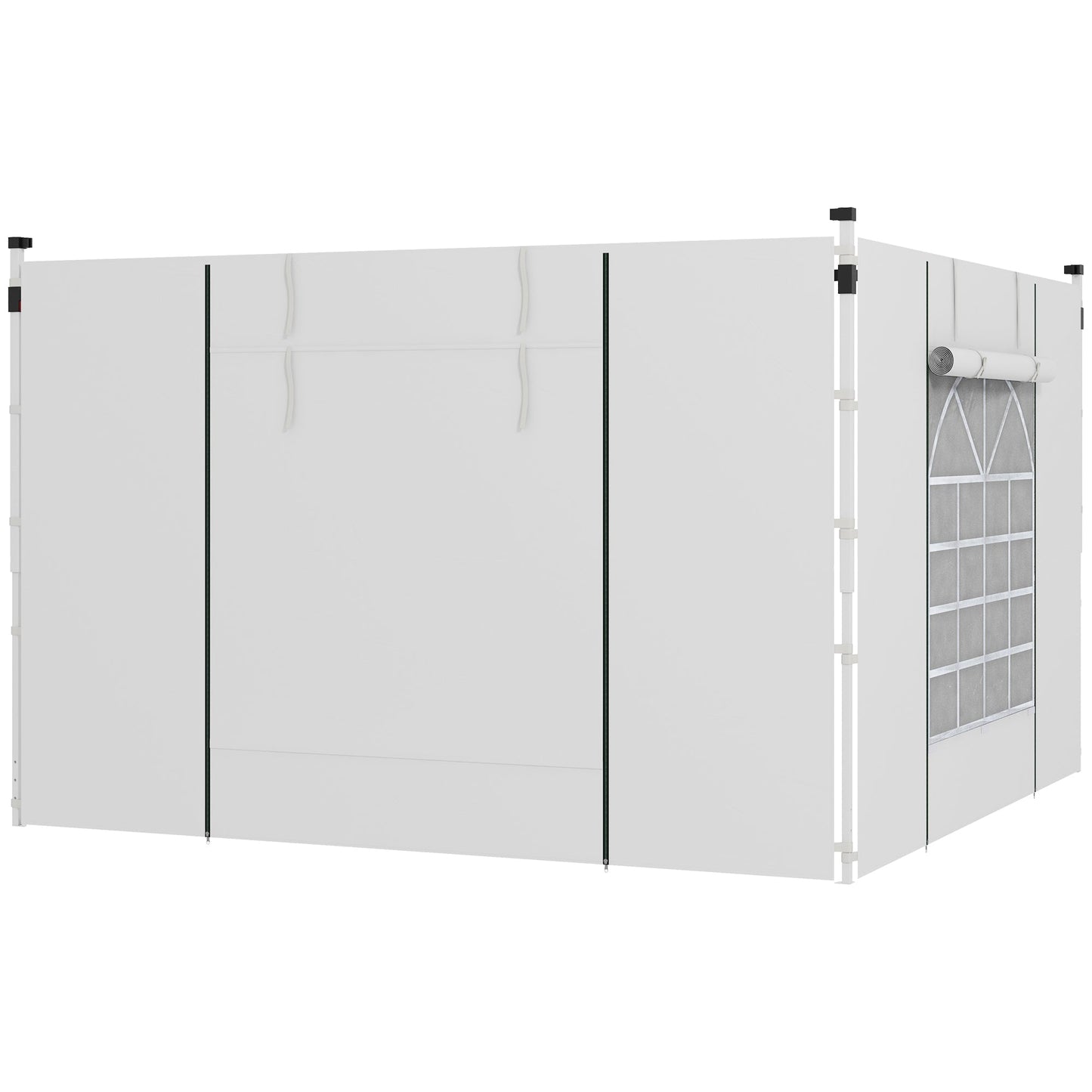 Gazebo Side Panels with Windows and Doors, for 3x3(m) or 3x6m Pop Up Gazebo, 2 Pack Sides Replacement, White