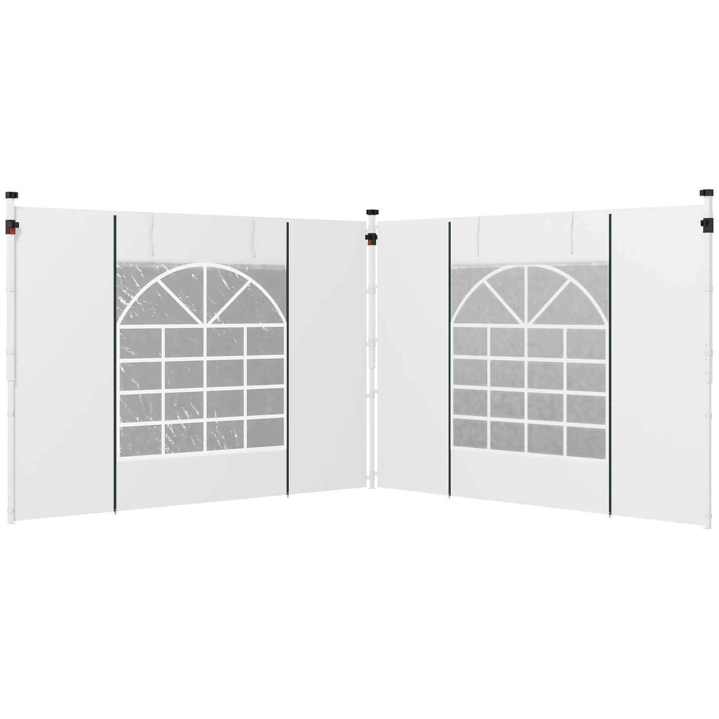 Gazebo Side Panels with Windows and Doors, for 3x3(m) or 3x6m Pop Up Gazebo, 2 Pack Sides Replacement, White