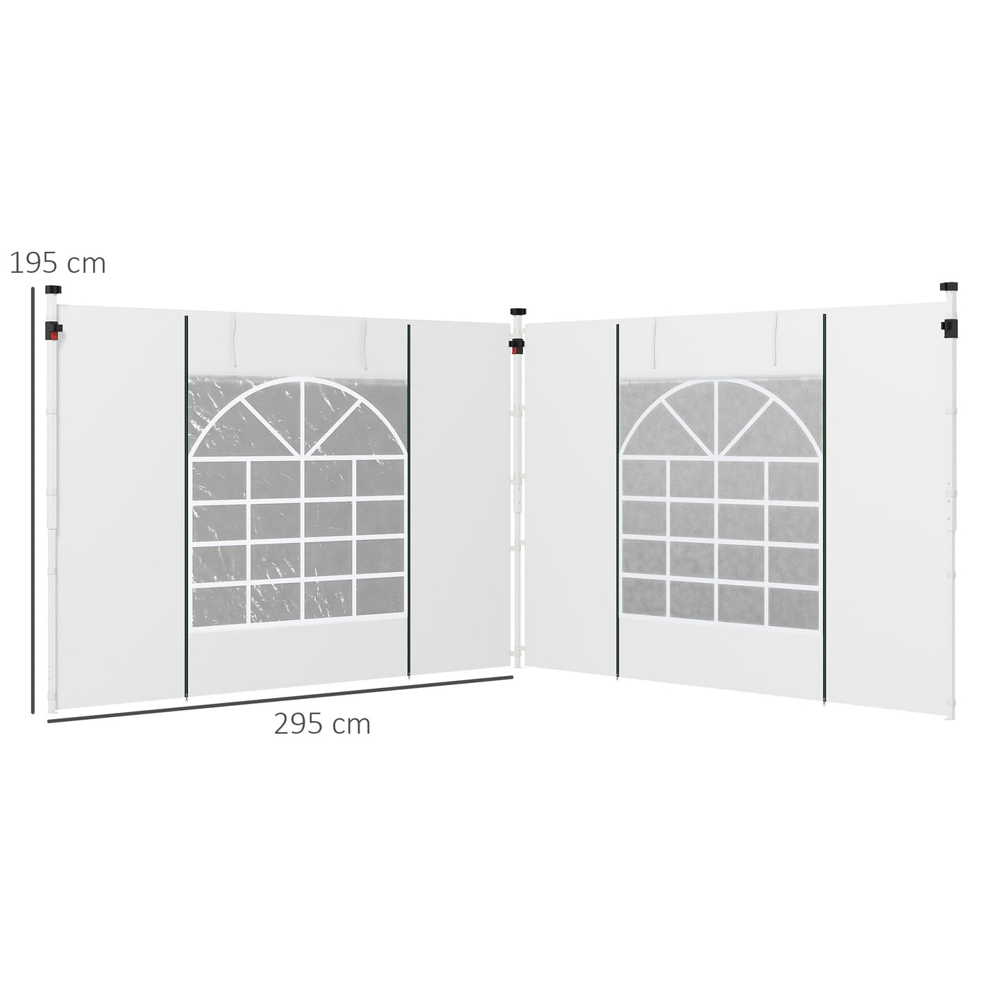 Gazebo Side Panels with Windows and Doors, for 3x3(m) or 3x6m Pop Up Gazebo, 2 Pack Sides Replacement, White