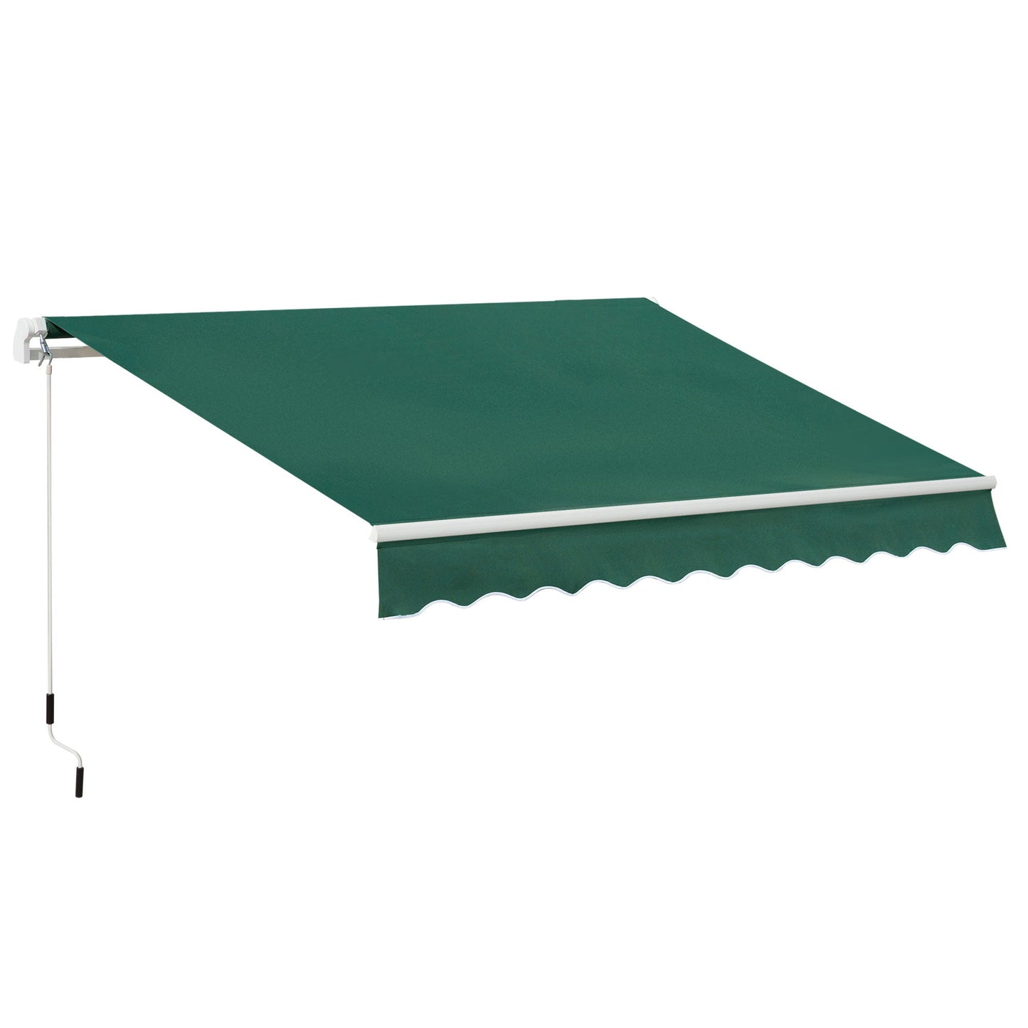 3 x 2m Manual Window Awning Canopy Garden Outdoor Shelter Patio Sun Shade UV Blocker Light Weight Aluminium Frame w/ Hand Crank Green