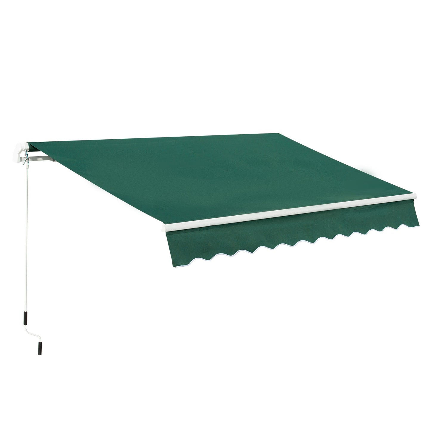3 x 2m Manual Window Awning Canopy Garden Outdoor Shelter Patio Sun Shade UV Blocker Light Weight Aluminium Frame w/ Hand Crank Green