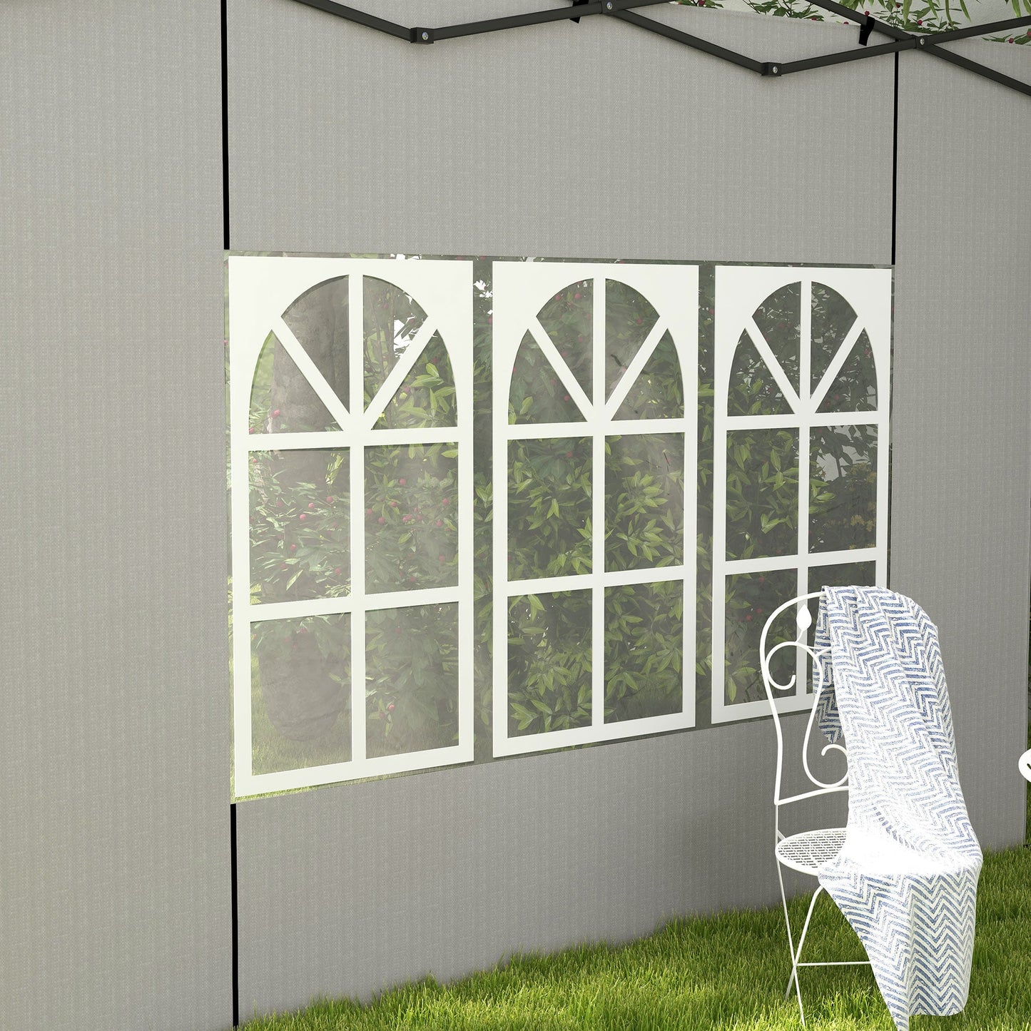 Gazebo Side Panels with Window for 3x3(m) or 3x6m Gazebo Canopy, 2 Pack Sides Replacement, White