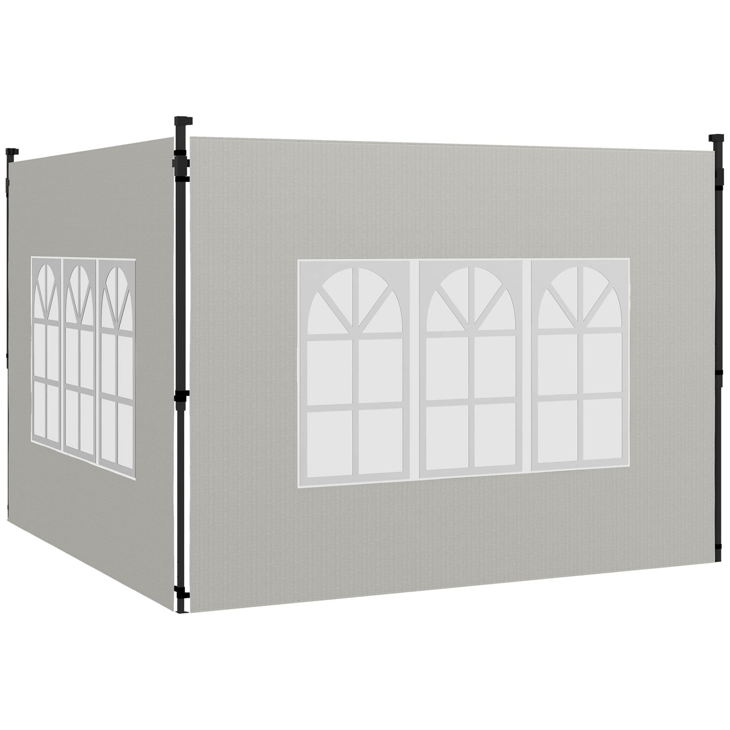 Gazebo Side Panels with Window for 3x3(m) or 3x6m Gazebo Canopy, 2 Pack Sides Replacement, White