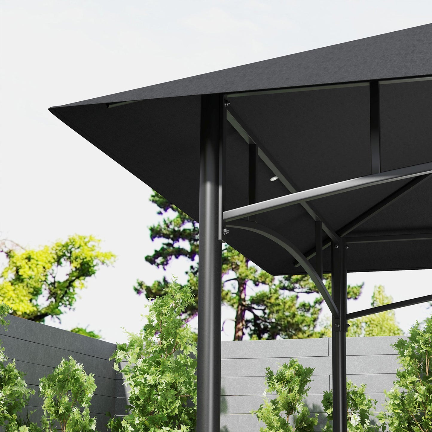 8' x 5' Grill Gazebo Canopy, Double Tiered Outdoor BBQ Gazebo Shelter with 2 Side Shelves, Storage Baskets, Hook for Garden, Patio, Barbecue, Picnic, Dark Grey