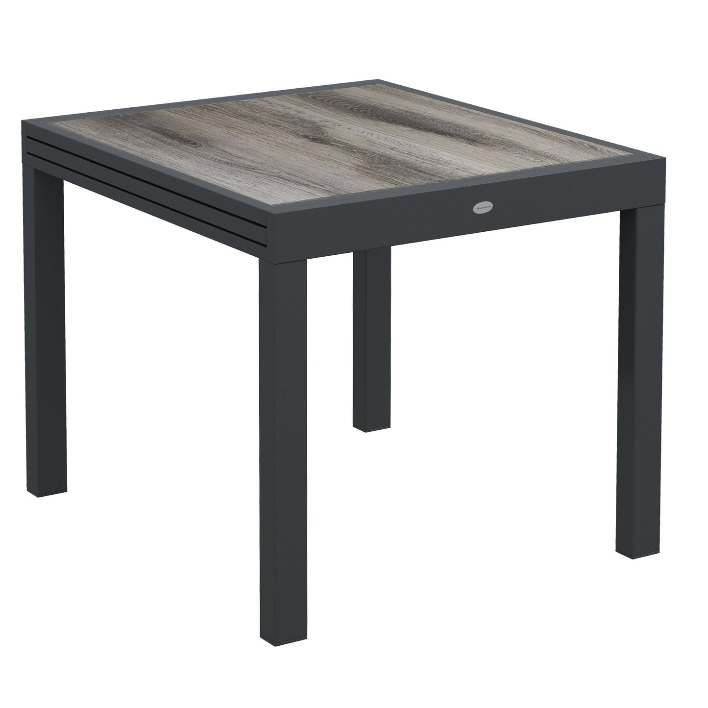 Extending Garden Table, Outdoor Dining Table for 6, Aluminium Frame Rectangular Patio Table with Plastic Board Tabletop,80/160L x 80W x 75H cm, Grey