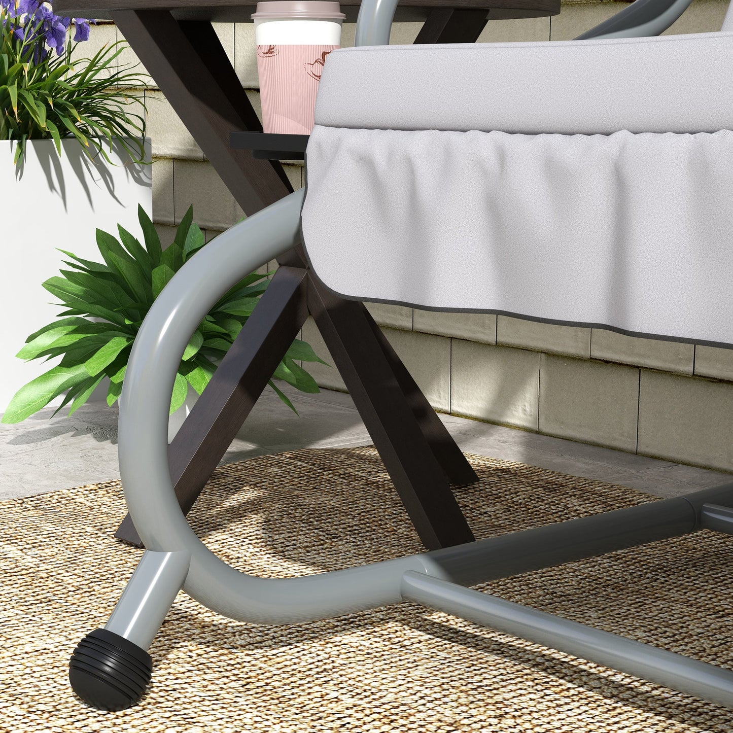2-in-1 Garden Swing Seat Bed, 3 Seater Convertible Swing Chair Bench with Tilting Canopy, Cushioned Seat and 2 Pillows for Patio, Garden, Light Grey