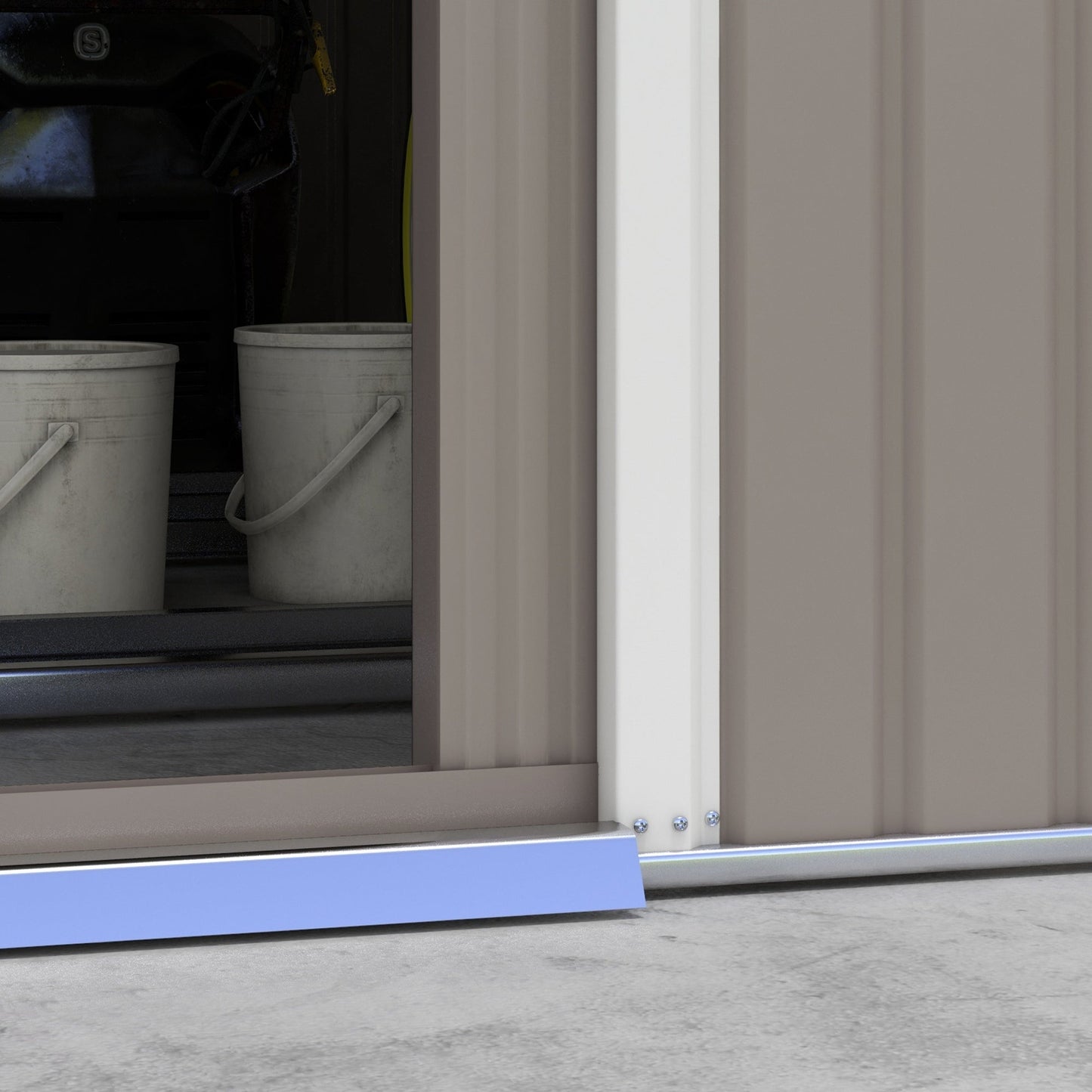 13 x 11ft Metal Garden Shed, Outdoor Storage Tool House with Ventilation Slots, Foundation Kit and Lockable Double Doors, Light Grey