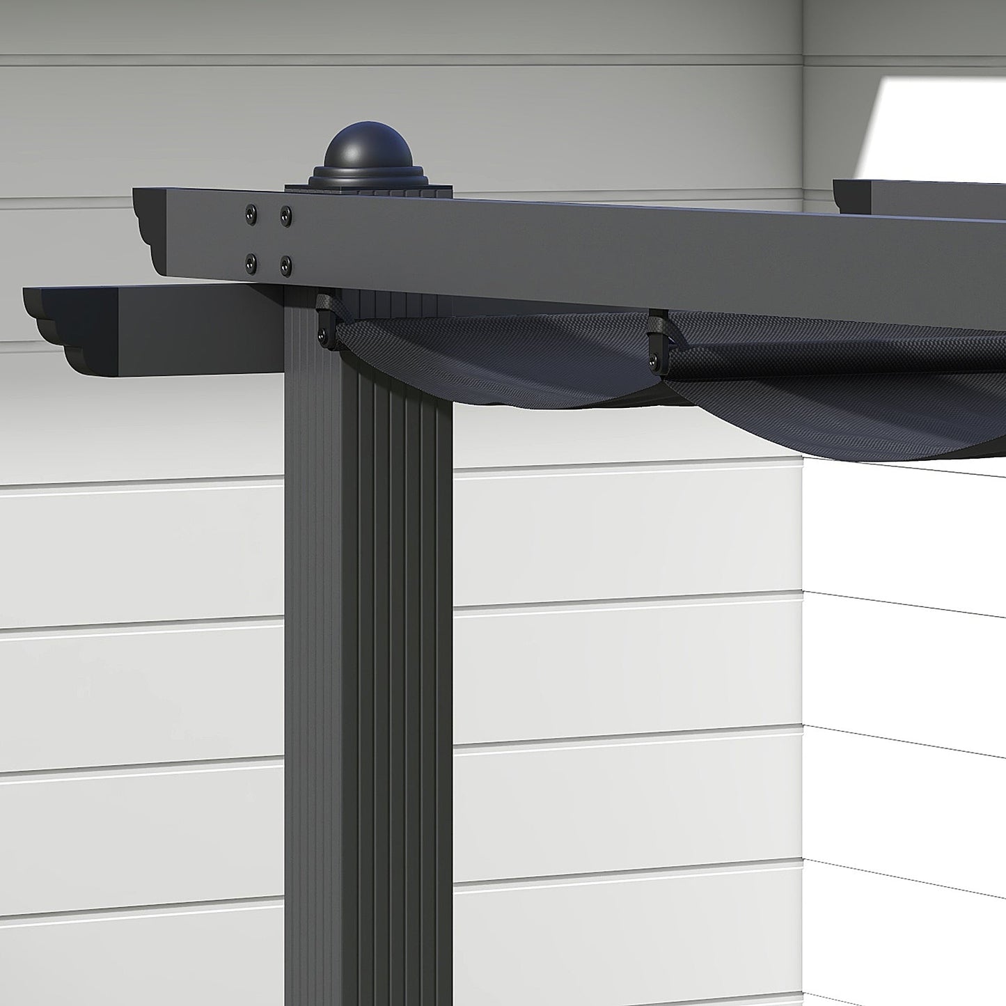 3 x 3(m) Pergola with Retractable Roof, Aluminium Frame Garden Gazebo Canopy Outdoor Sun Shade Shelter for Grill, Patio, Deck, Dark Grey