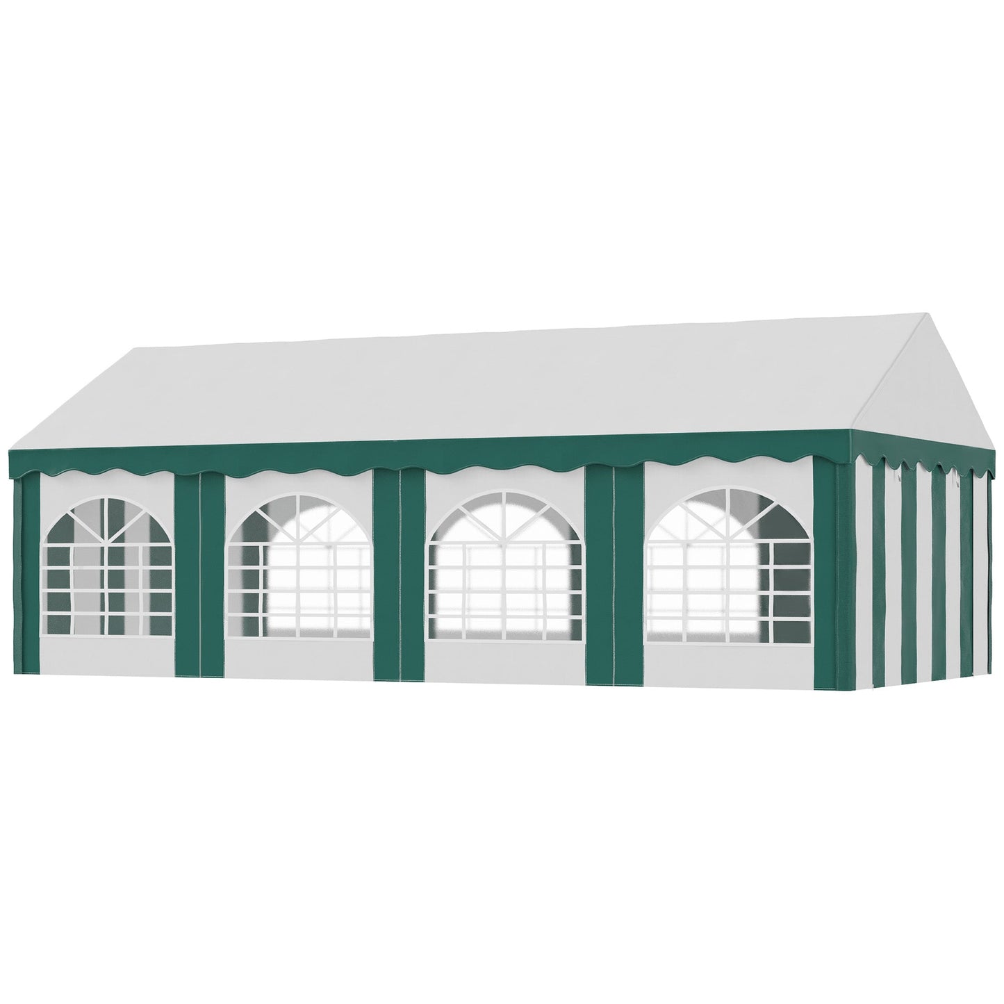 8 x 4m Garden Gazebo with Sides, Galvanised Marquee Party Tent with Eight Windows and Double Doors, for Parties, Wedding and Events
