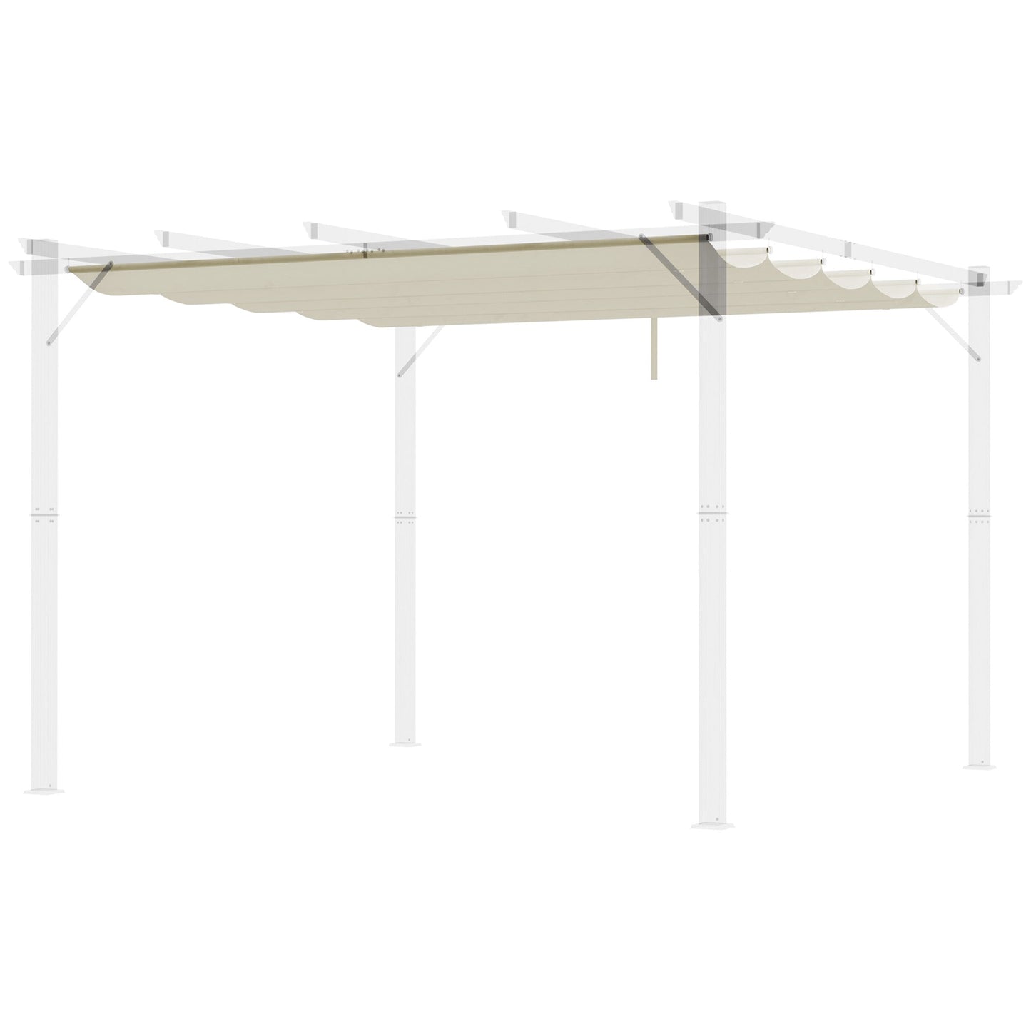Retractable Pergola Shade Cover, Replacement Canopy Fabric for 3 x 3 (m) Pergola, Gazebo Retractable Roof, Cream White