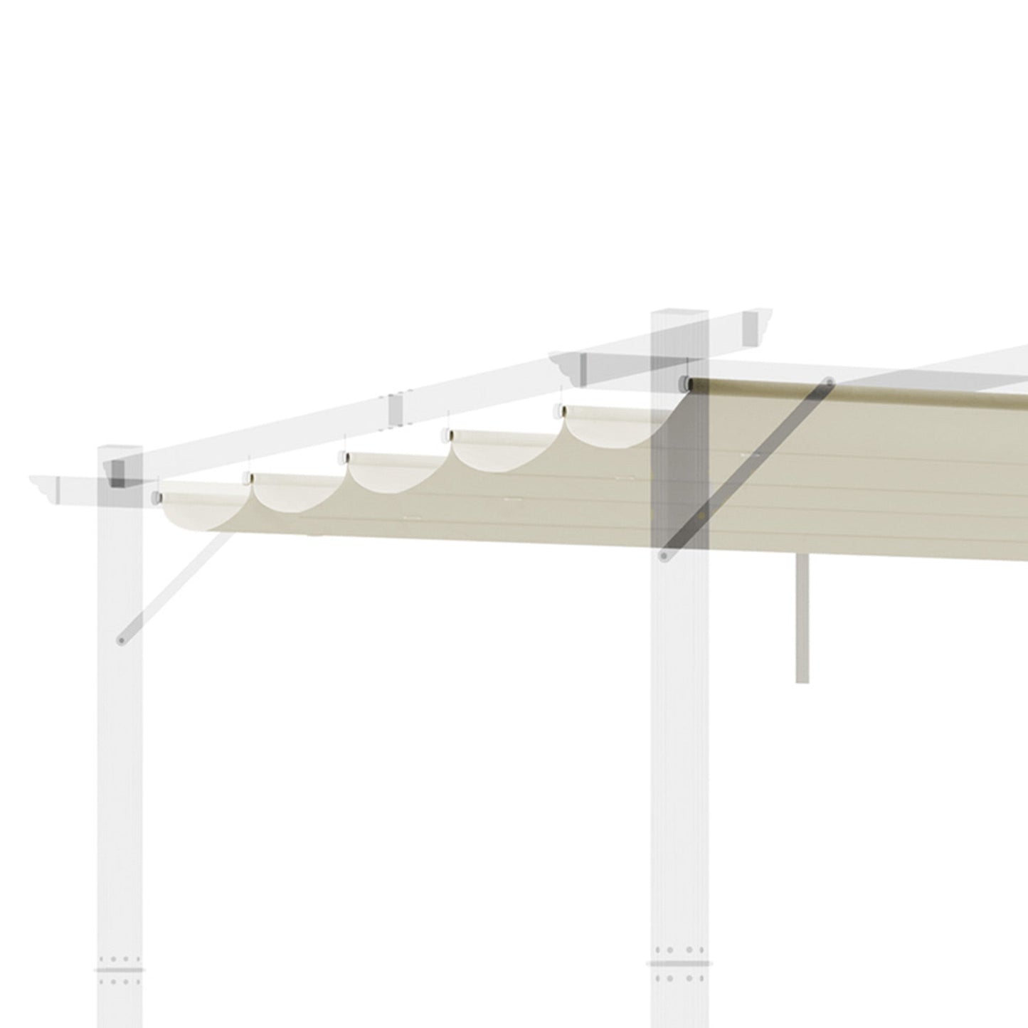 Retractable Pergola Shade Cover, Replacement Canopy Fabric for 3 x 3 (m) Pergola, Gazebo Retractable Roof, Cream White