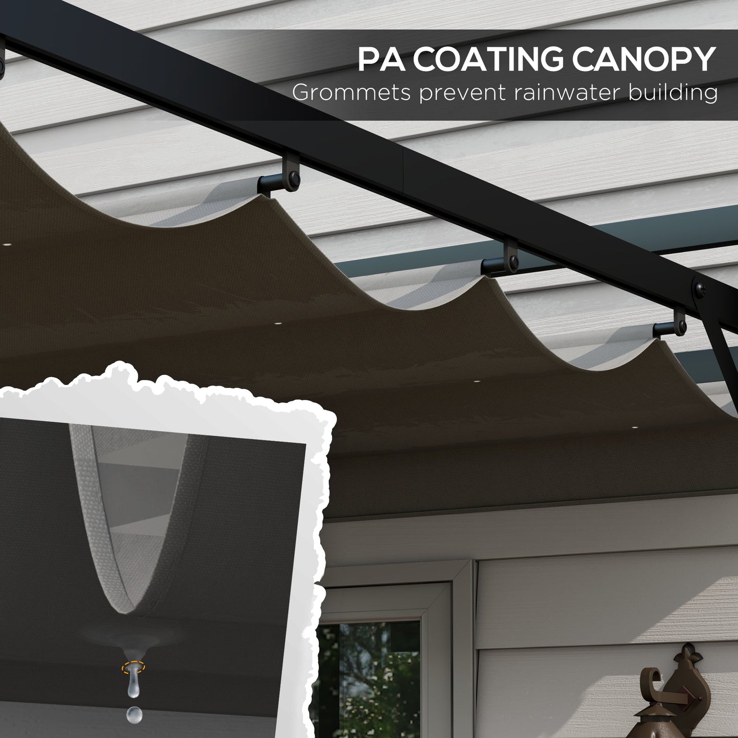 3 x 3(m) Pergola with Retractable Roof Canopy, Aluminium Frame Garden Gazebo Outdoor Sun Shade Shelter for Grill, Patio, Deck, Dark Grey