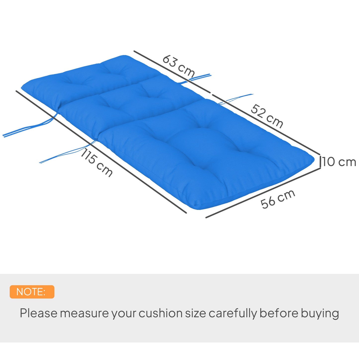 Tufted Adirondack Chair Cushion, Thick Garden Seat Cushion Pad with Backrest, Rocking Chair Cushion with Ties for Outdoor and Indoor Use, Blue