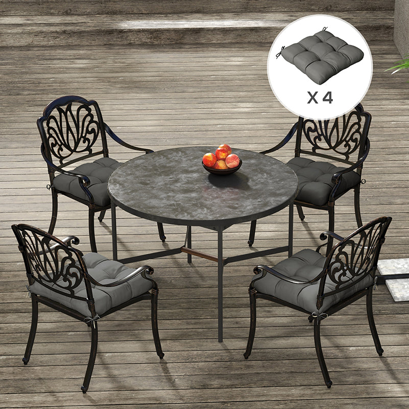 Set of 4 Outdoor Seat Cushions with Ties, Water Repellent Seat Pads for Dining Chair, Swing, Sofa, 48 x 48 x 10 cm, Charcoal Grey