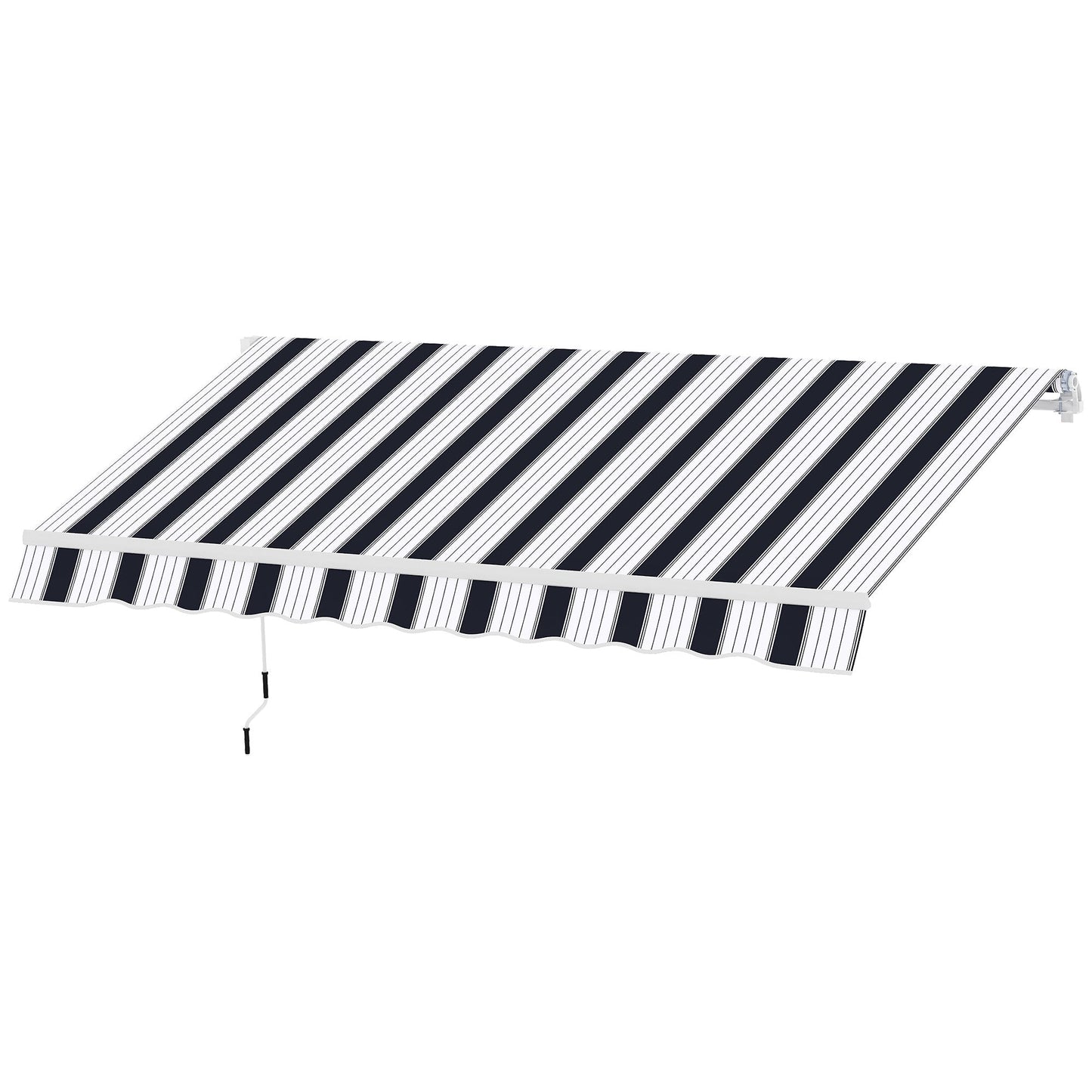 2.5m x 2m Garden Patio Manual Awning Canopy Sun Shade Shelter Retractable with Winding Handle Blue White