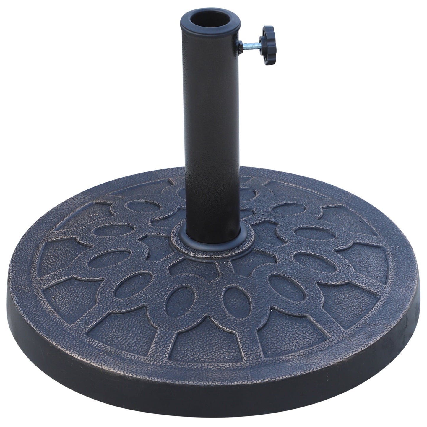 13kg Garden Parasol Base, Round Resin Umbrella Stand Holder, Heavy Duty Parasol Stand for 38mm or 48mm Outdoor Umbrella Poles, Bronze Tone