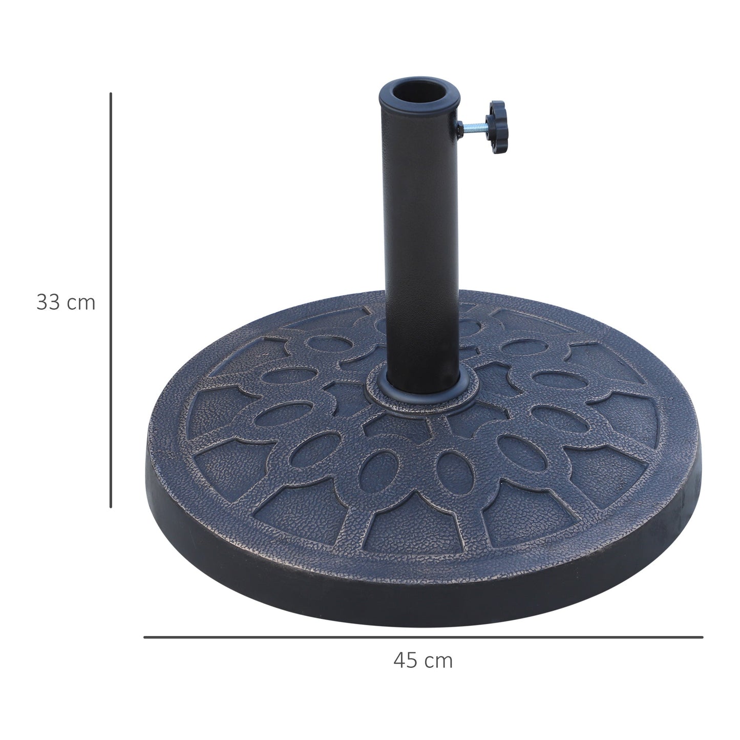 13kg Garden Parasol Base, Round Resin Umbrella Stand Holder, Heavy Duty Parasol Stand for 38mm or 48mm Outdoor Umbrella Poles, Bronze Tone