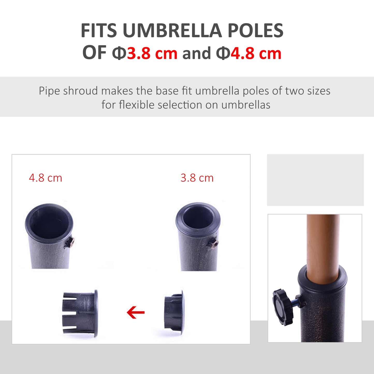 13kg Garden Parasol Base, Round Resin Umbrella Stand Holder, Heavy Duty Parasol Stand for 38mm or 48mm Outdoor Umbrella Poles, Bronze Tone