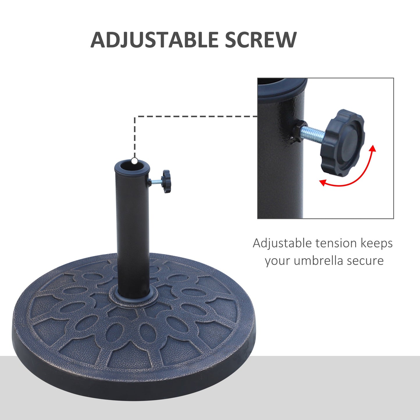 13kg Garden Parasol Base, Round Resin Umbrella Stand Holder, Heavy Duty Parasol Stand for 38mm or 48mm Outdoor Umbrella Poles, Bronze Tone
