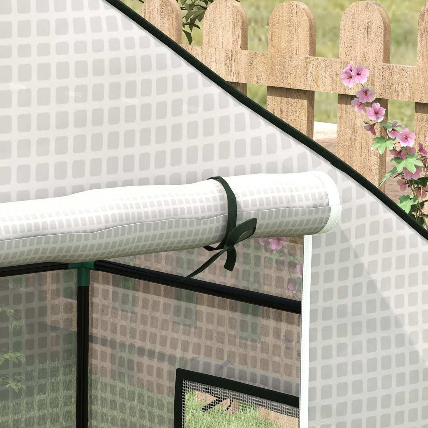 Walk-in Greenhouse Cover Replacement with Roll-up Door and Mesh Windows, Reinforced PE Hot House, Cover COVER ONLY, 140 x 73 x 190cm, White