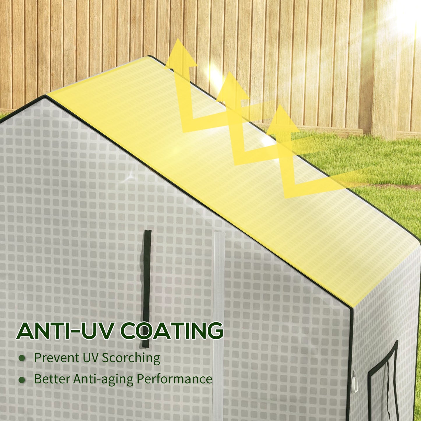 Walk-in Greenhouse Cover Replacement with Roll-up Door and Mesh Windows, Reinforced PE Hot House, Cover COVER ONLY, 140 x 73 x 190cm, White