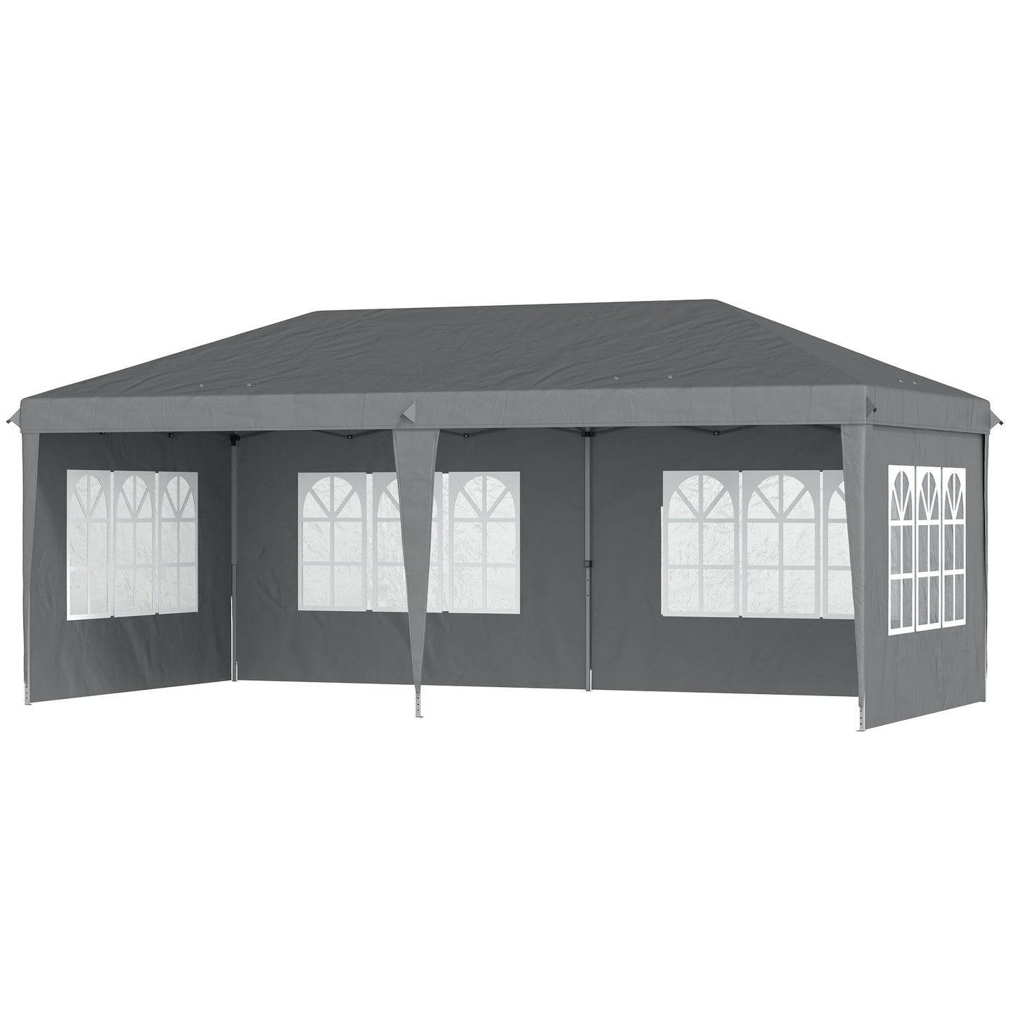 3 x 6m Garden Pop Up Gazebo, Height Adjustable Marquee Party Tent with Sidewalls, Storage Bag, Grey