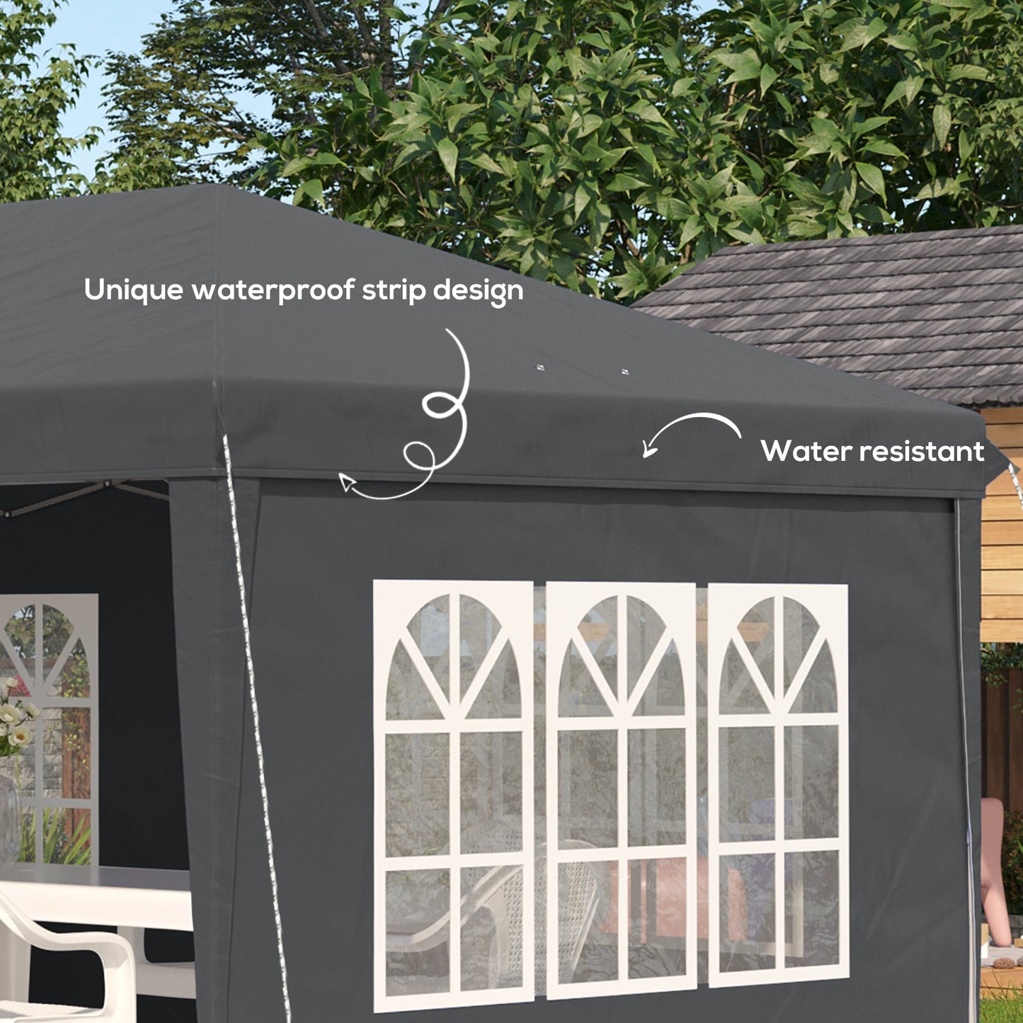 3 x 6m Garden Pop Up Gazebo, Height Adjustable Marquee Party Tent with Sidewalls, Storage Bag, Grey