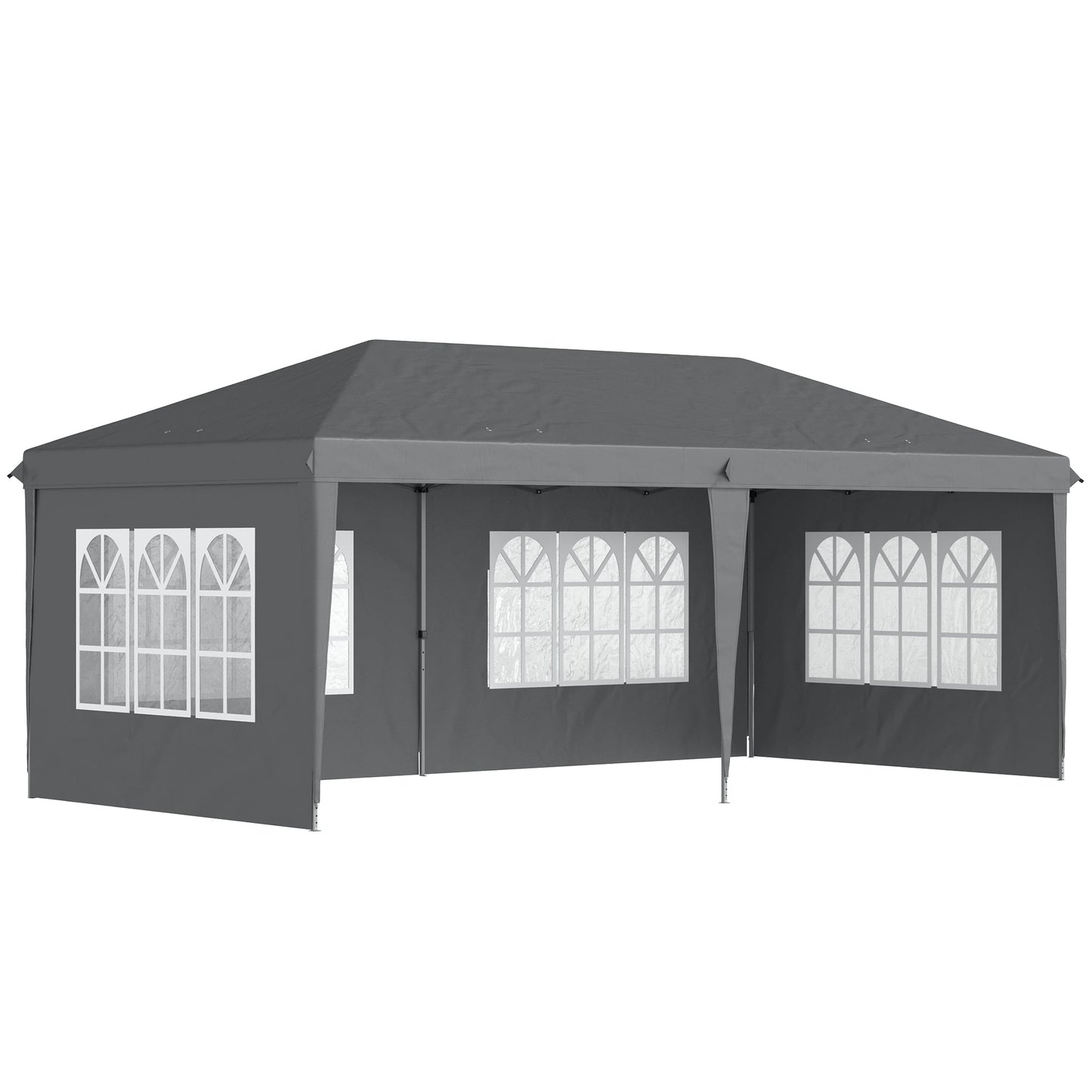 3 x 6m Garden Pop Up Gazebo, Height Adjustable Marquee Party Tent with Sidewalls, Storage Bag, Grey