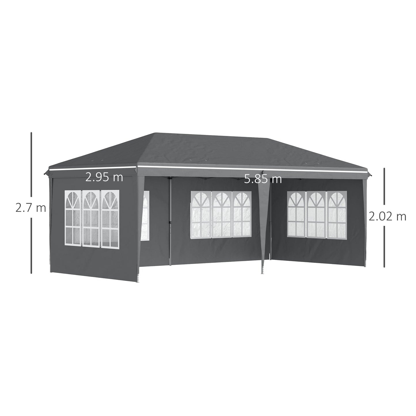 3 x 6m Garden Pop Up Gazebo, Height Adjustable Marquee Party Tent with Sidewalls, Storage Bag, Grey