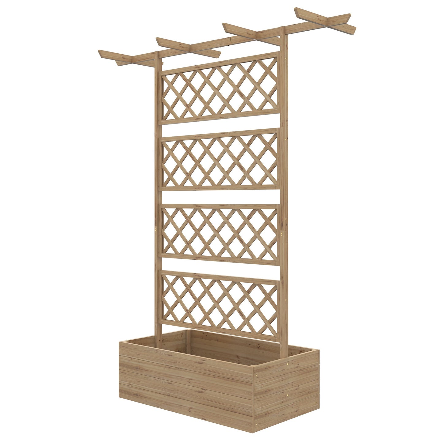 Wood Planter with Trellis, Raised Garden Bed Privacy Screen Planter Box to Grow Vegetables, Herbs and Flowers for Garden, Patio, Deck, Natural