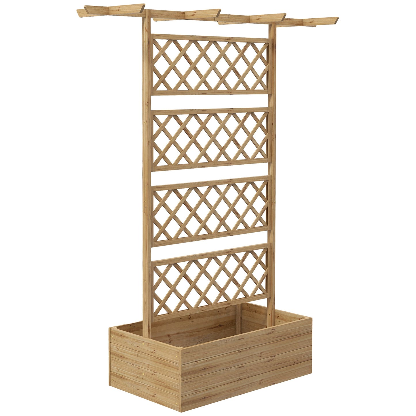 Wood Planter with Trellis, Raised Garden Bed Privacy Screen Planter Box to Grow Vegetables, Herbs and Flowers for Garden, Patio, Deck, Natural