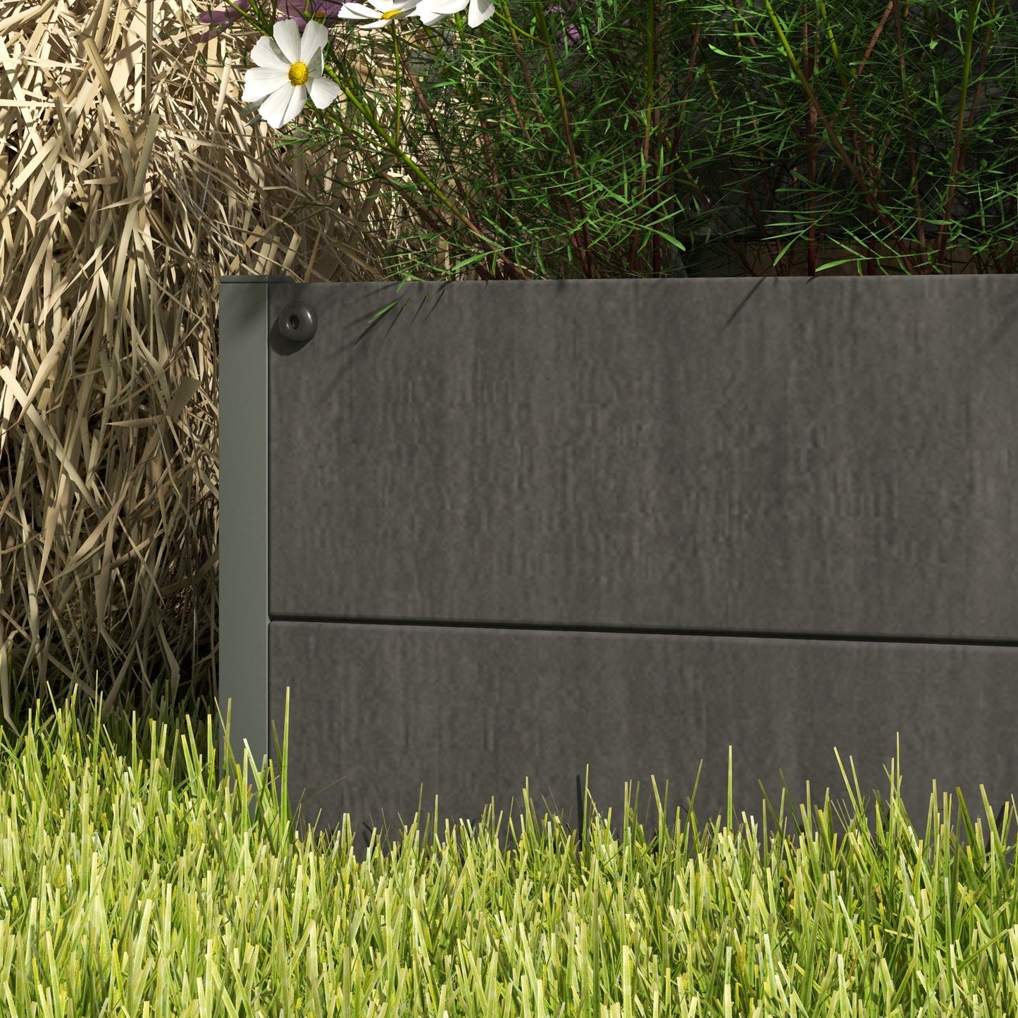 Garden Planter with Trellis for Climbing Plants, Vines, Flowers, Freestanding Raised Bed for Garden, Outdoor, Patio, Planter Box with Drainage Gap, Dark Grey