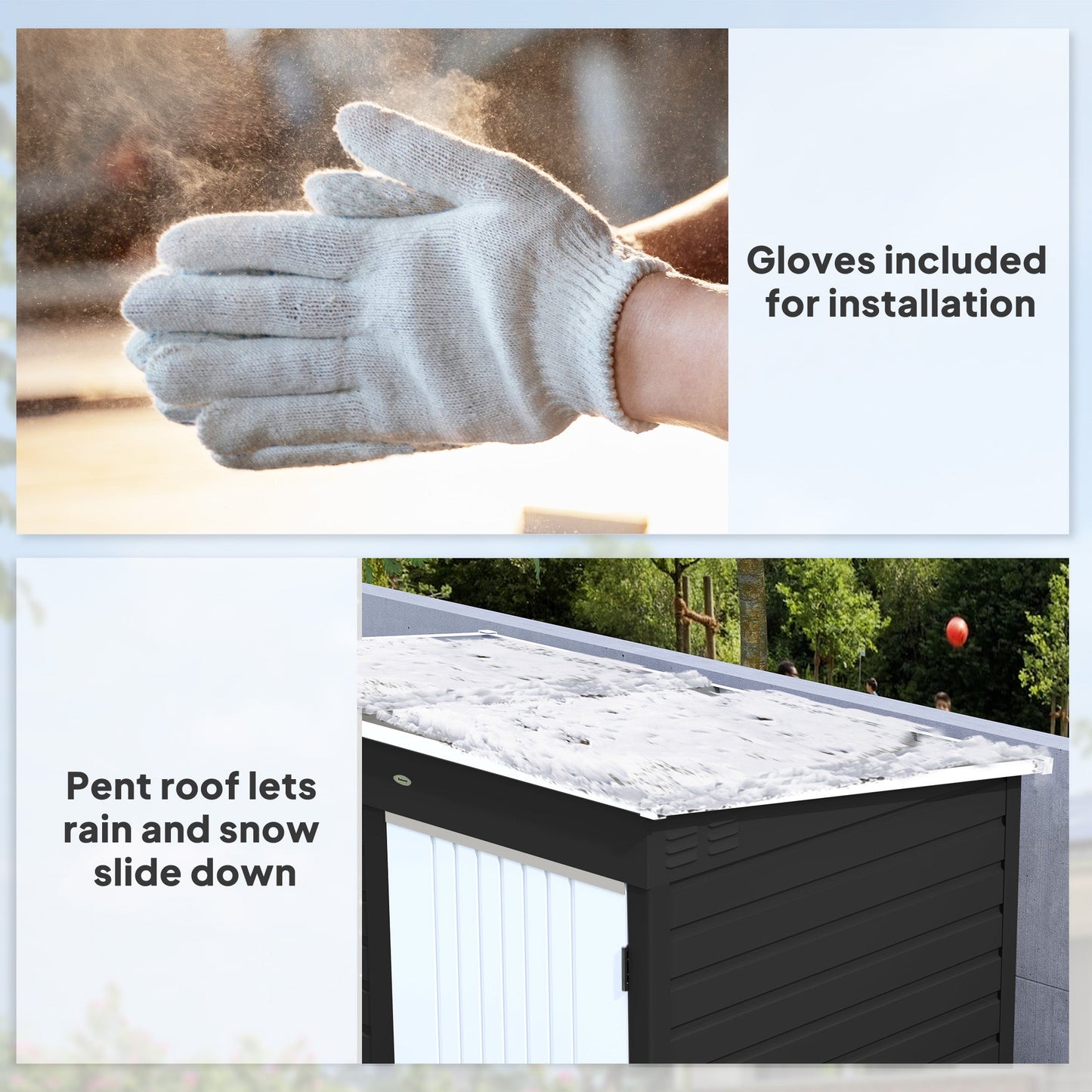 6 x 4ft Metal Garden Shed, Galvanised Steel Shed with Lockable Door and Gloves, Outdoor Tool Storage Shed for Garden, Patio, Dark Grey