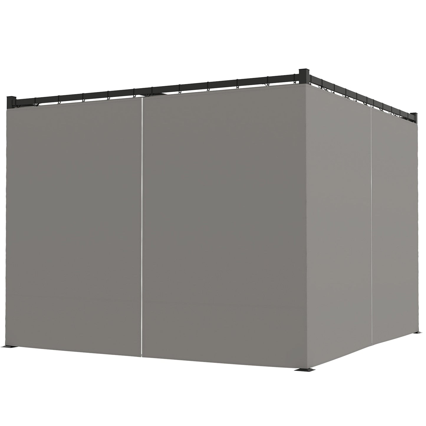 3 x 3(m) Pergola with Retractable Roof Canopy and Curtains, Metal Frame Garden Gazebo Outdoor Sun Shade Shelter for Grill, Patio, Deck, Light Grey