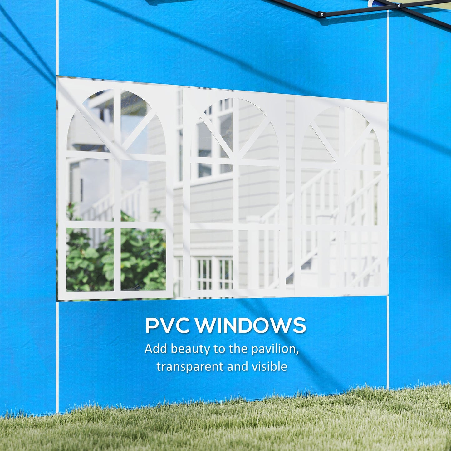 Gazebo Side Panels with Window for 3x3(m) or 3x6m Gazebo Canopy, 2 Pack Sides Replacement, Blue
