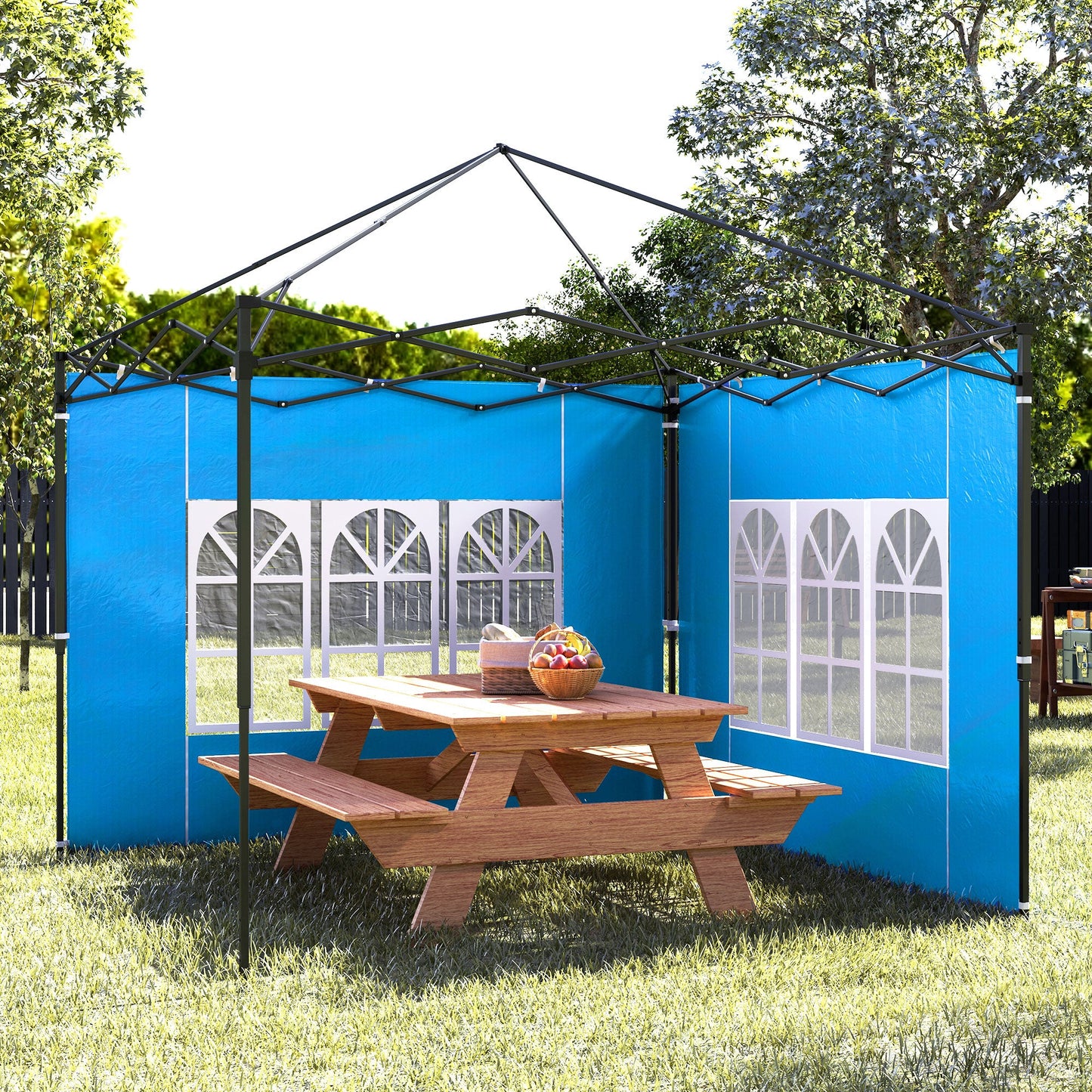 Gazebo Side Panels with Window for 3x3(m) or 3x6m Gazebo Canopy, 2 Pack Sides Replacement, Blue