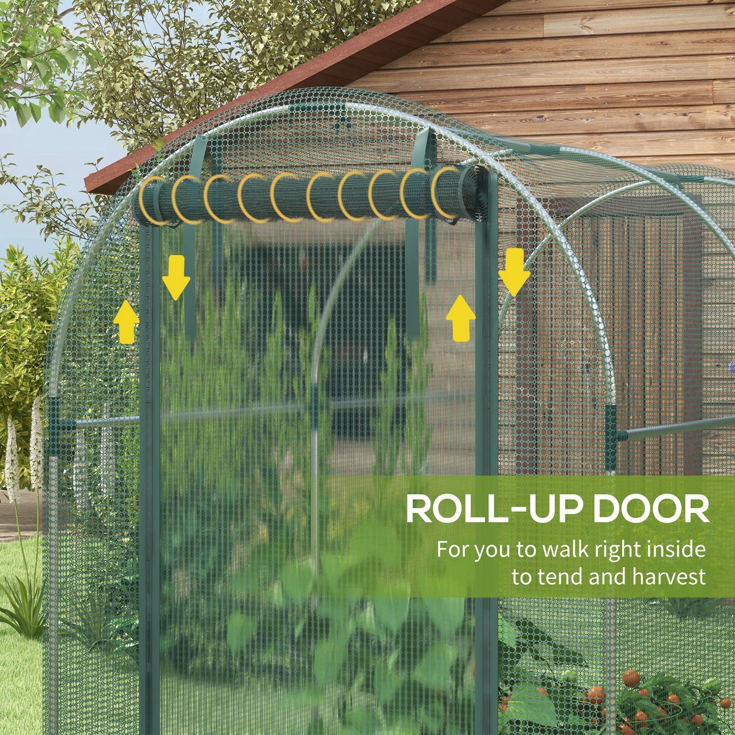 Fruit Cage Bird Netting, Heavy Duty Fruit and Vegetable Protection Tent with Zipped Door, Anti Bird, Insects, Small Animals, 1.2 x 2.4 x 1.9m, Green