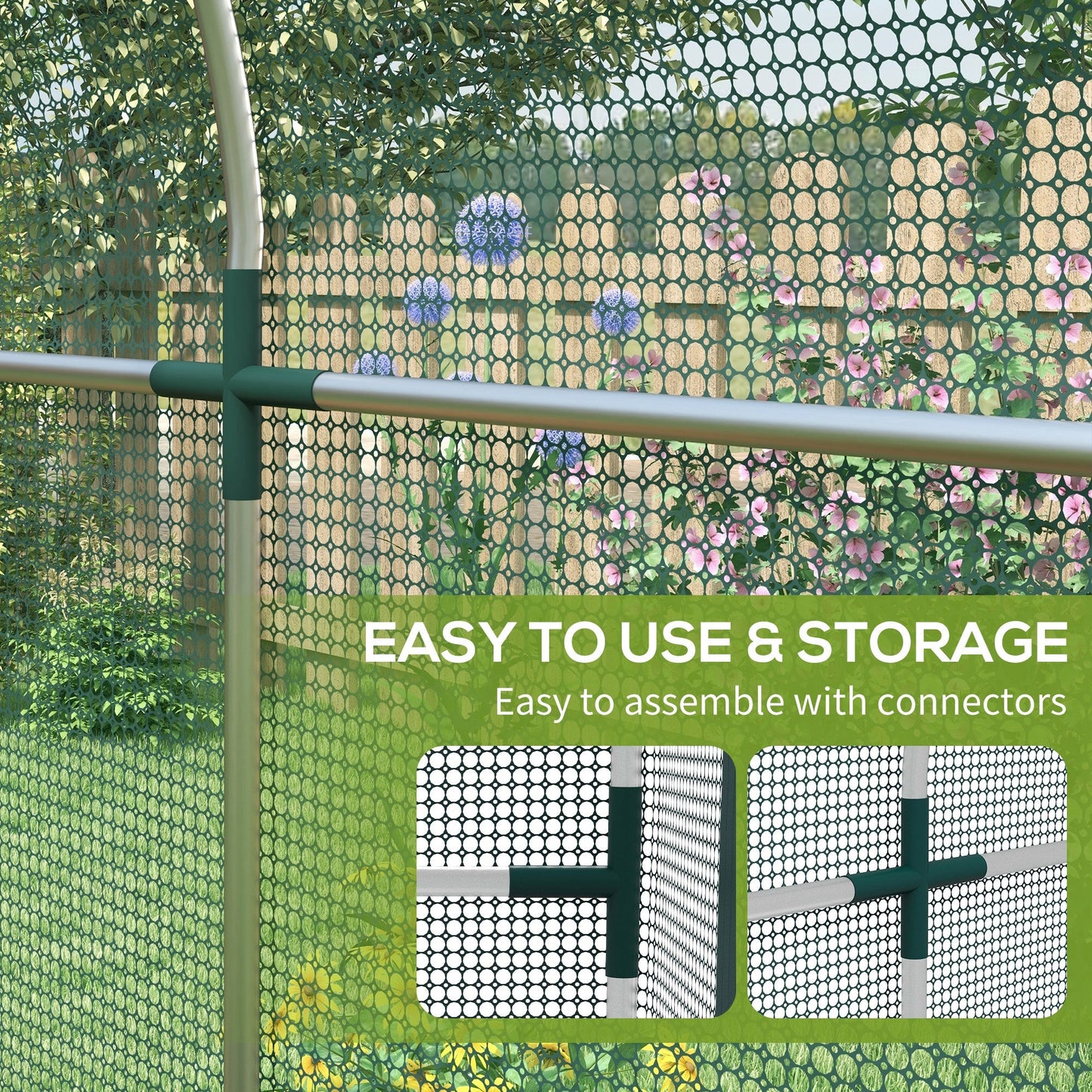 Fruit Cage Bird Netting, Heavy Duty Fruit and Vegetable Protection Tent with Zipped Door, Anti Bird, Insects, Small Animals, 1.2 x 2.4 x 1.9m, Green