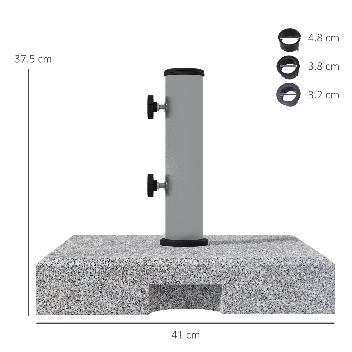 28kg Granite Parasol Base, Heavy Duty Square Umbrella Stand with Wheels and Retractable Handle, Parasol holder for 32mm, 38mm, 48mm Poles, Grey