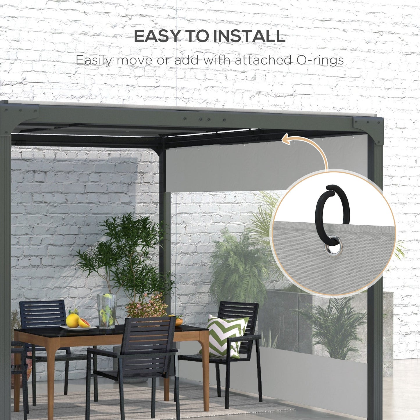 2 Pack Pergola Gazebo Side Panels with Large Window, for 3(m) Long Garden Pergola, 3x2m Gazebo Side Curtains Replacement, Grey