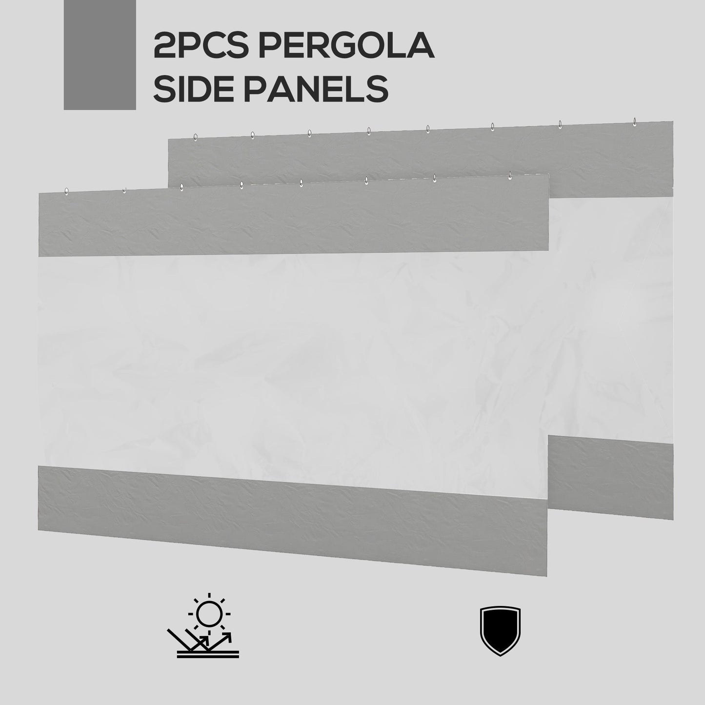 2 Pack Pergola Gazebo Side Panels with Large Window, for 3(m) Long Garden Pergola, 3x2m Gazebo Side Curtains Replacement, Grey