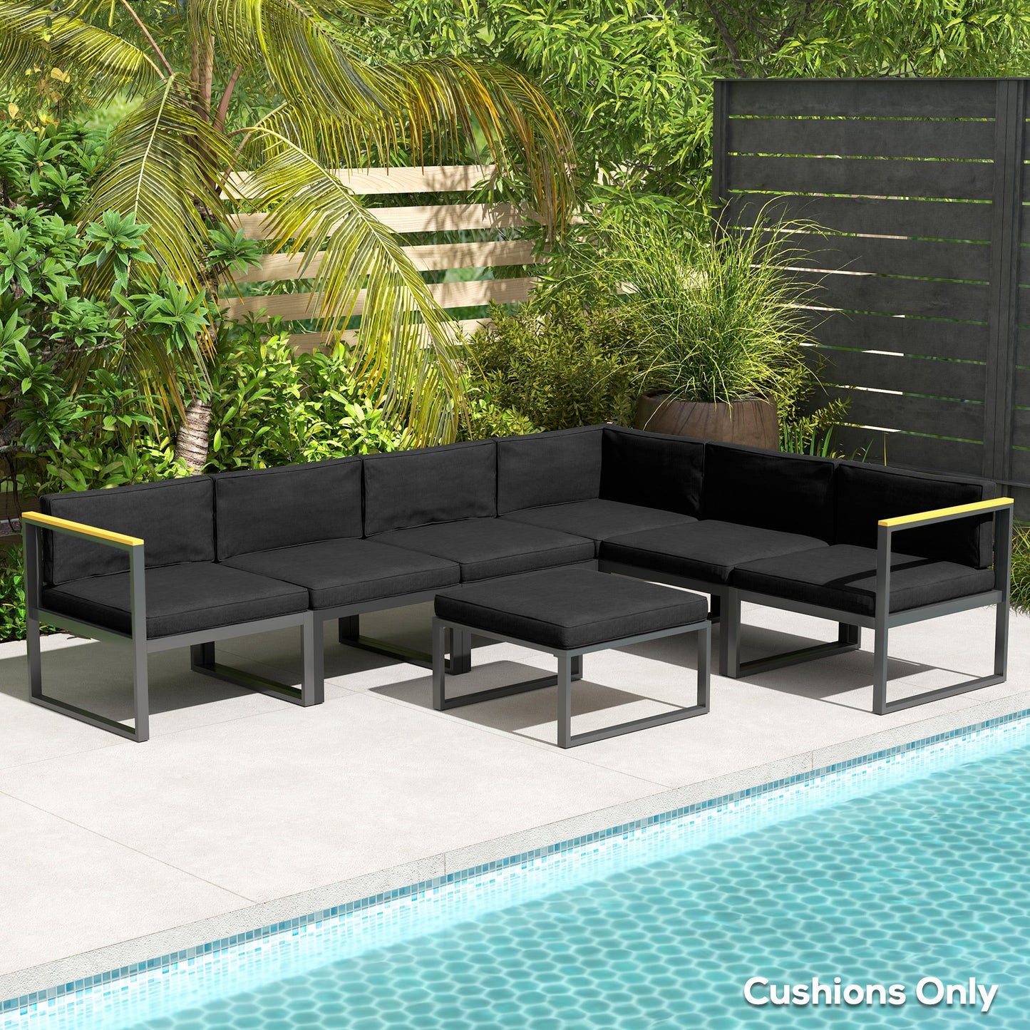 Replacement Cushions for Rattan Furniture, 14 Piece Outdoor Seat Cushion Pad for Patio Conversation Set, 7 Seat Cushions and 7 Back Cushions, Black