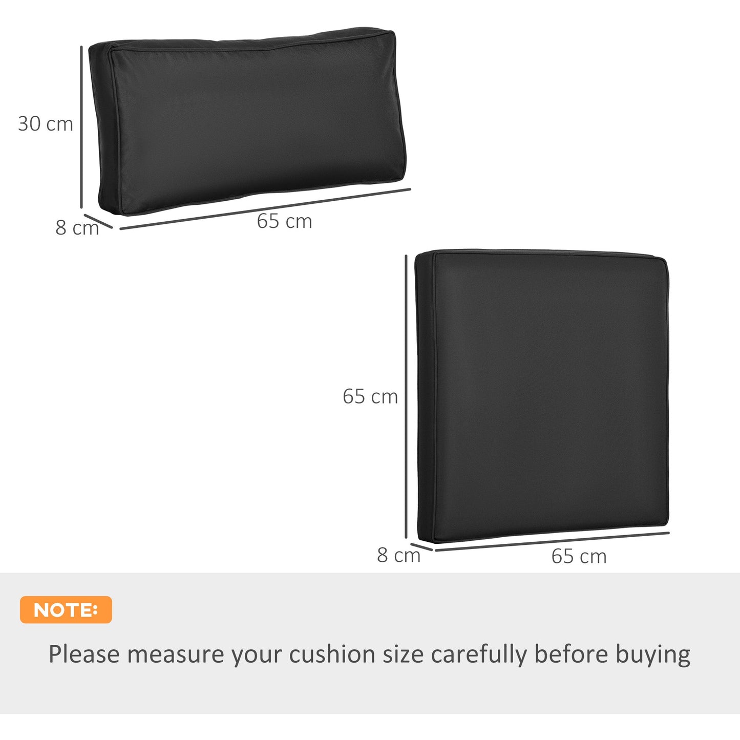 Replacement Cushions for Rattan Furniture, 14 Piece Outdoor Seat Cushion Pad for Patio Conversation Set, 7 Seat Cushions and 7 Back Cushions, Black